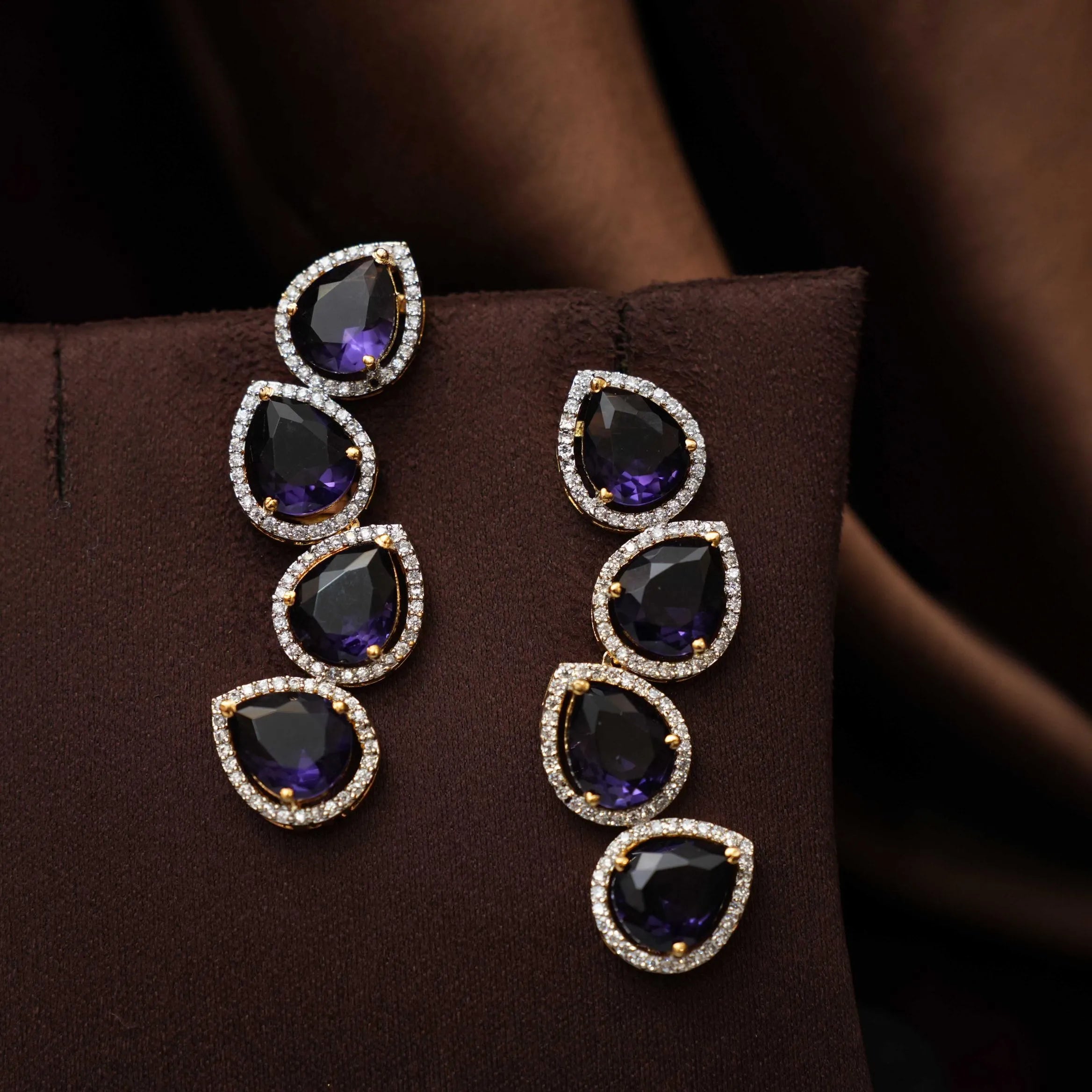 Shreya Zircon Necklace - Purple