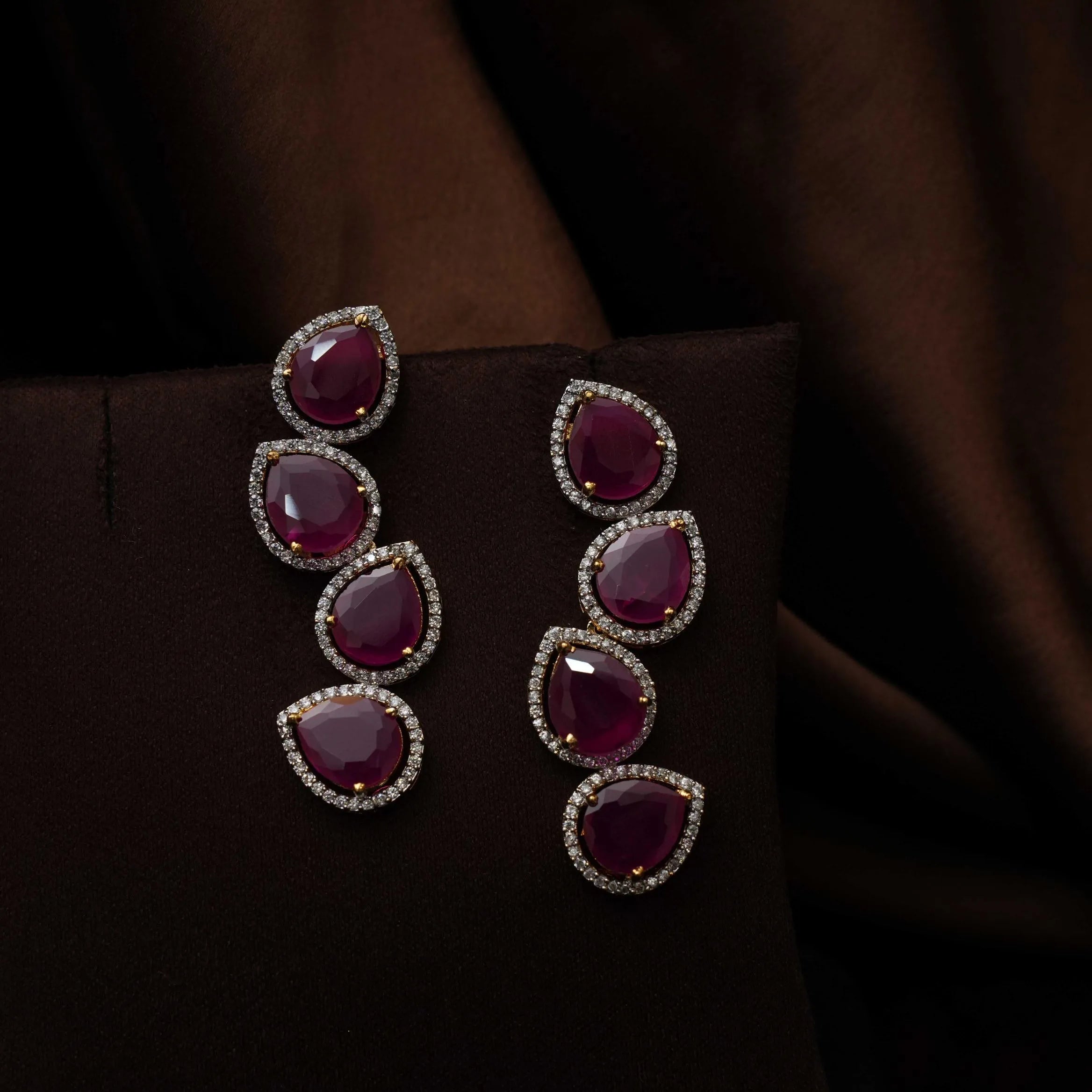 Shreya Zircon Necklace - Reddish Pink