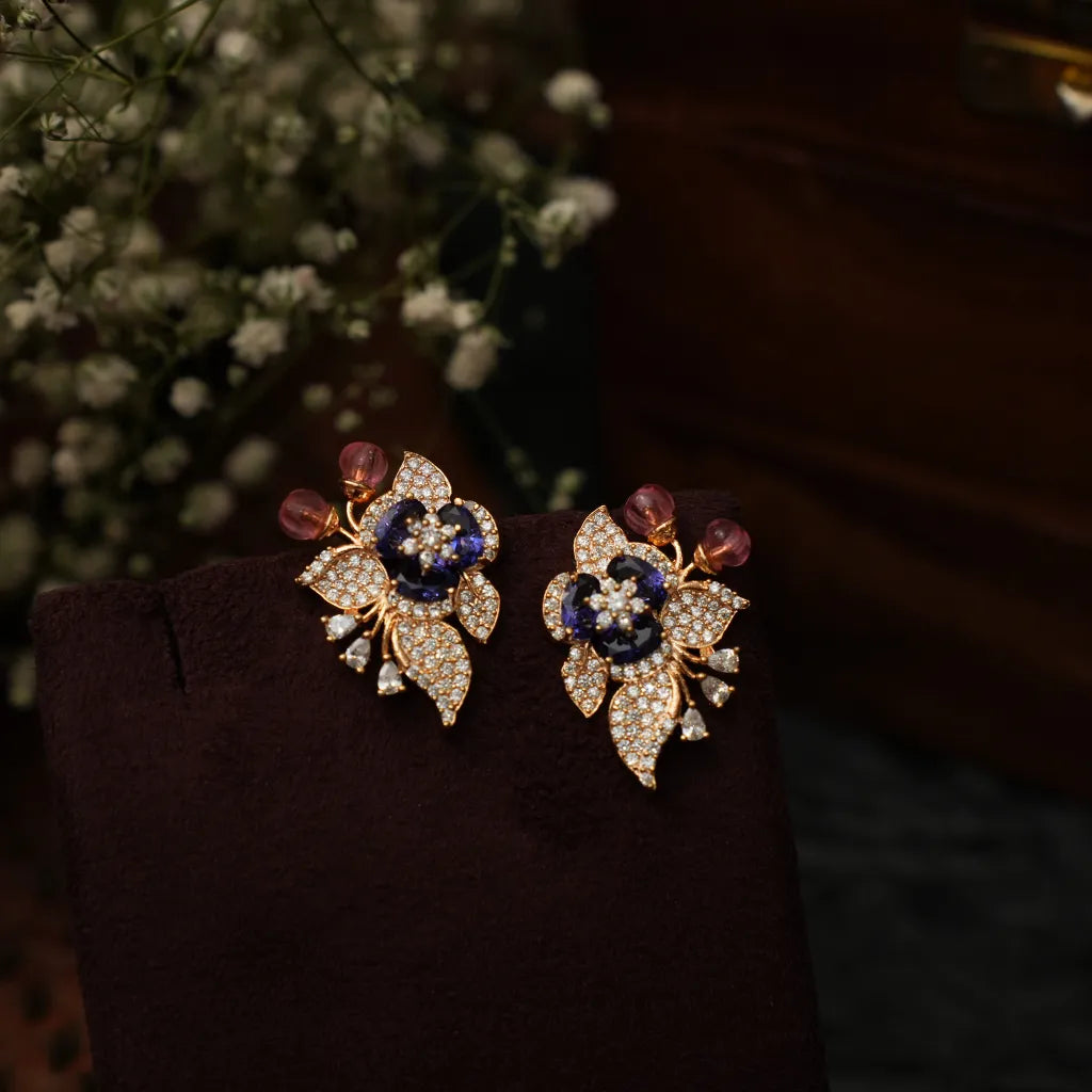 Shrinay Zircon Earrings - Blue