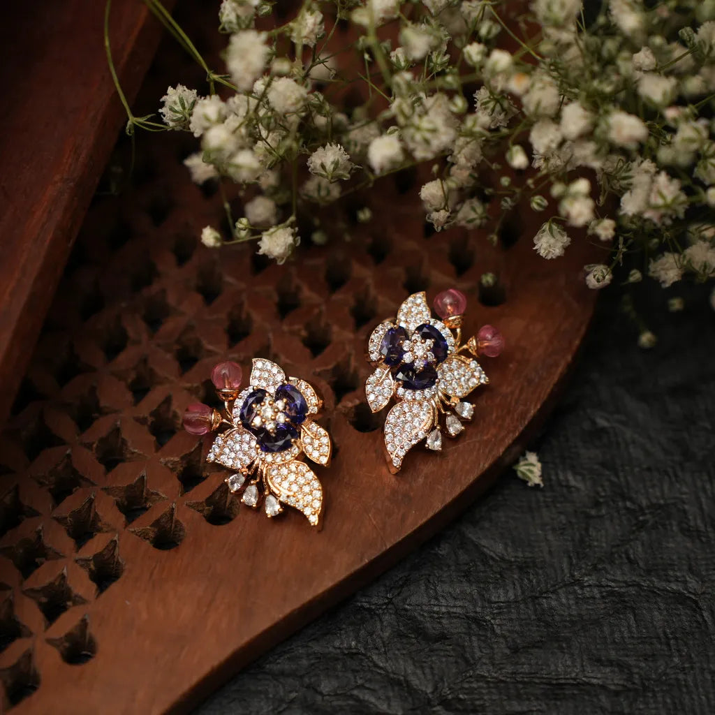 Shrinay Zircon Earrings - Blue