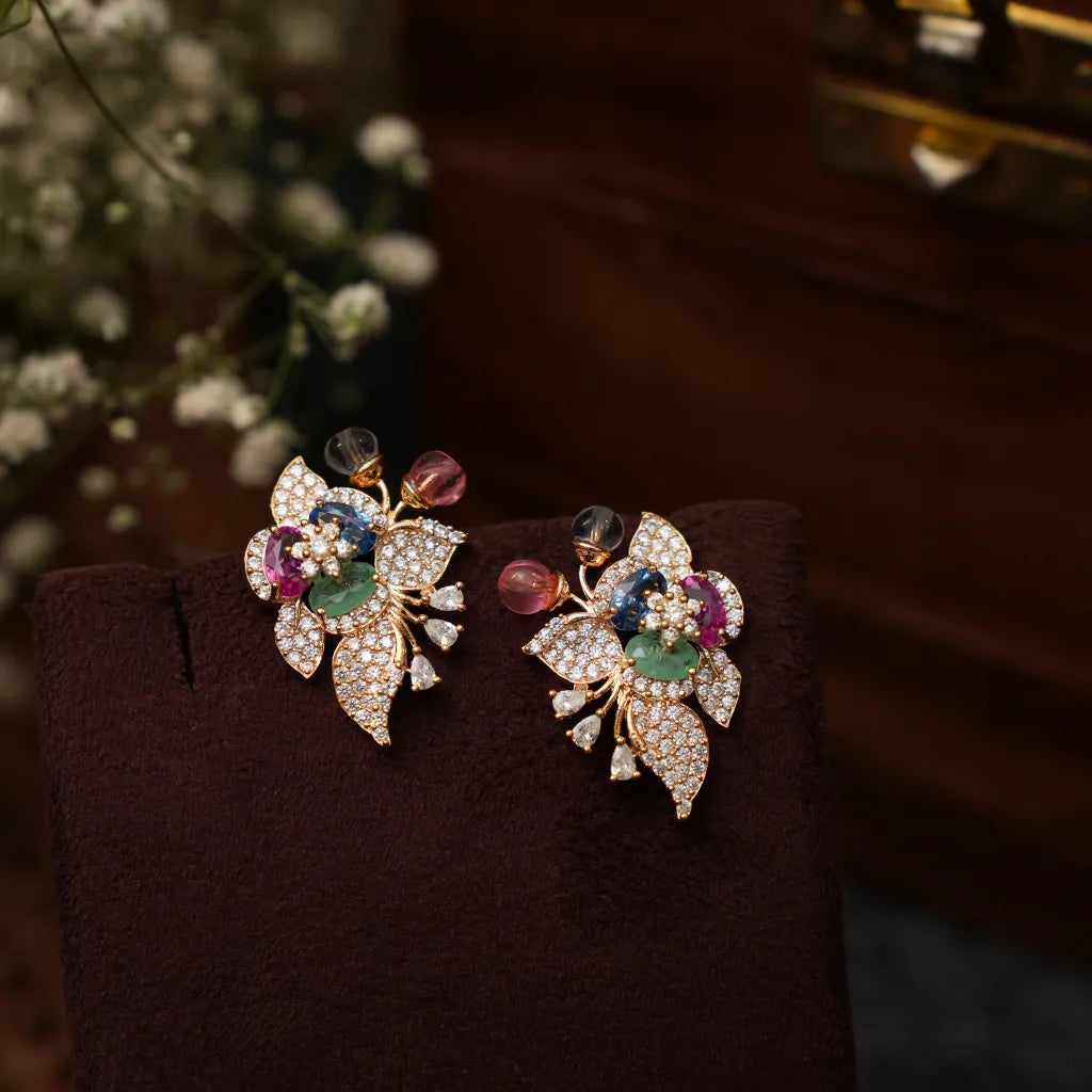 Shrinay Zircon Earrings - Multicolor