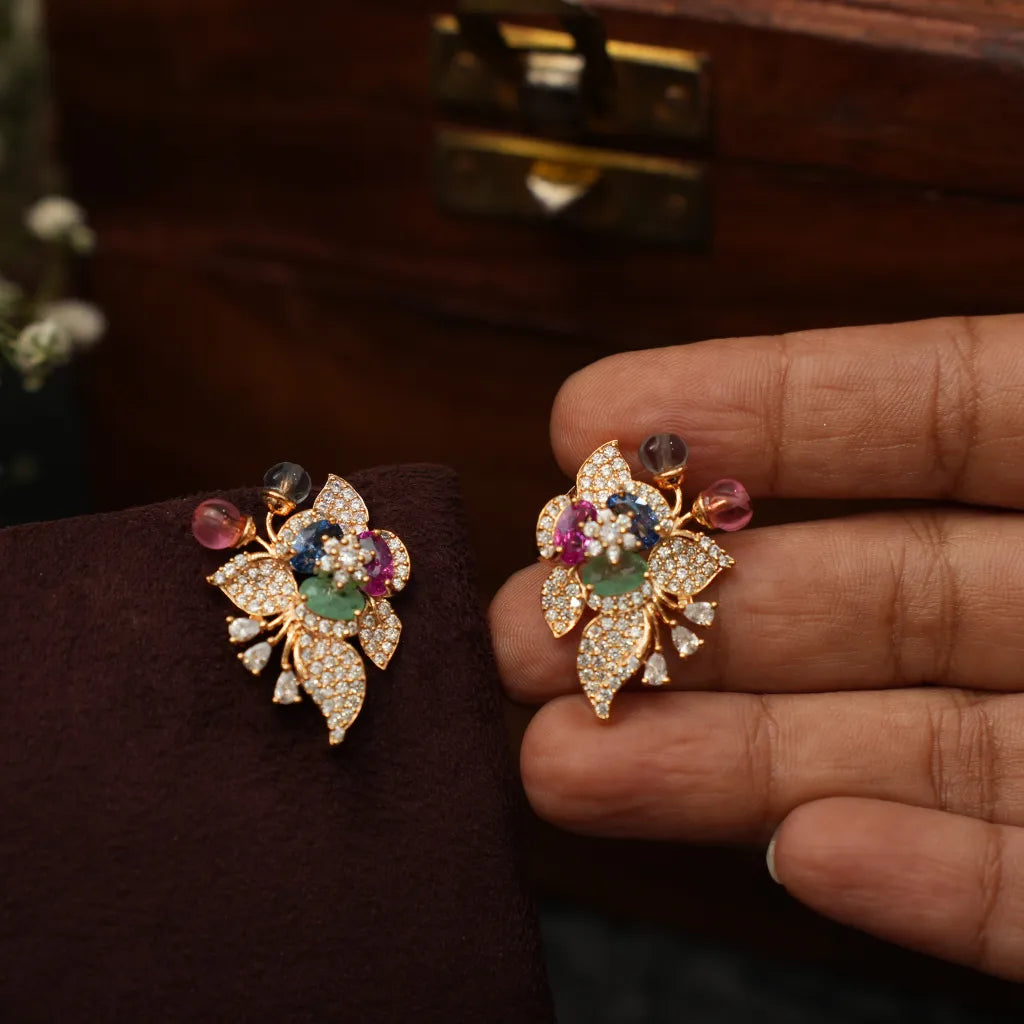 Shrinay Zircon Earrings - Multicolor