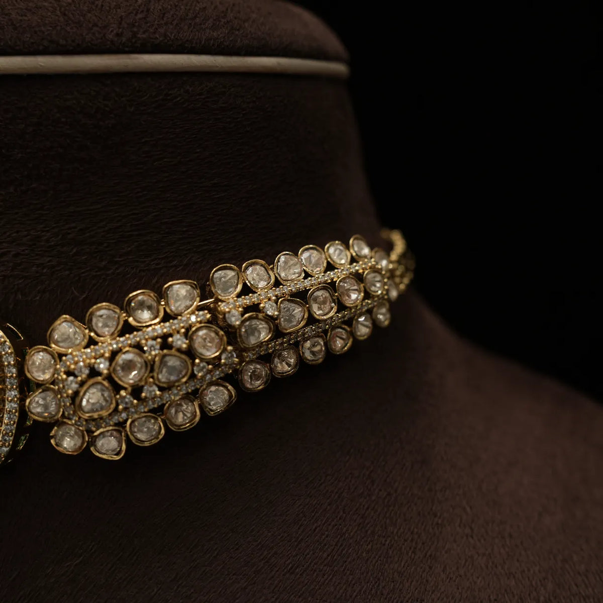Siaana Victorian Polki Choker - Pastel Green