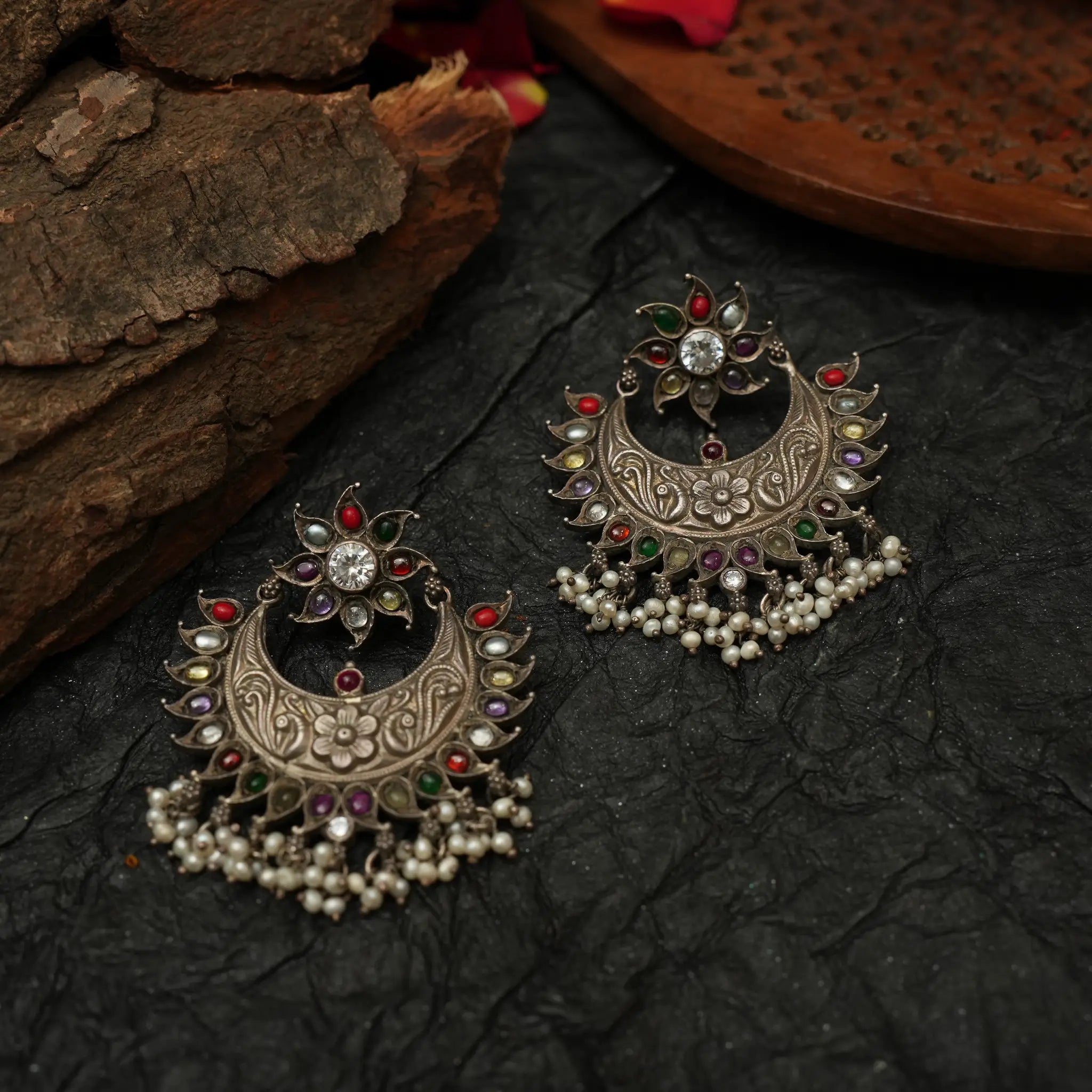 Silver Chandbali Earrings