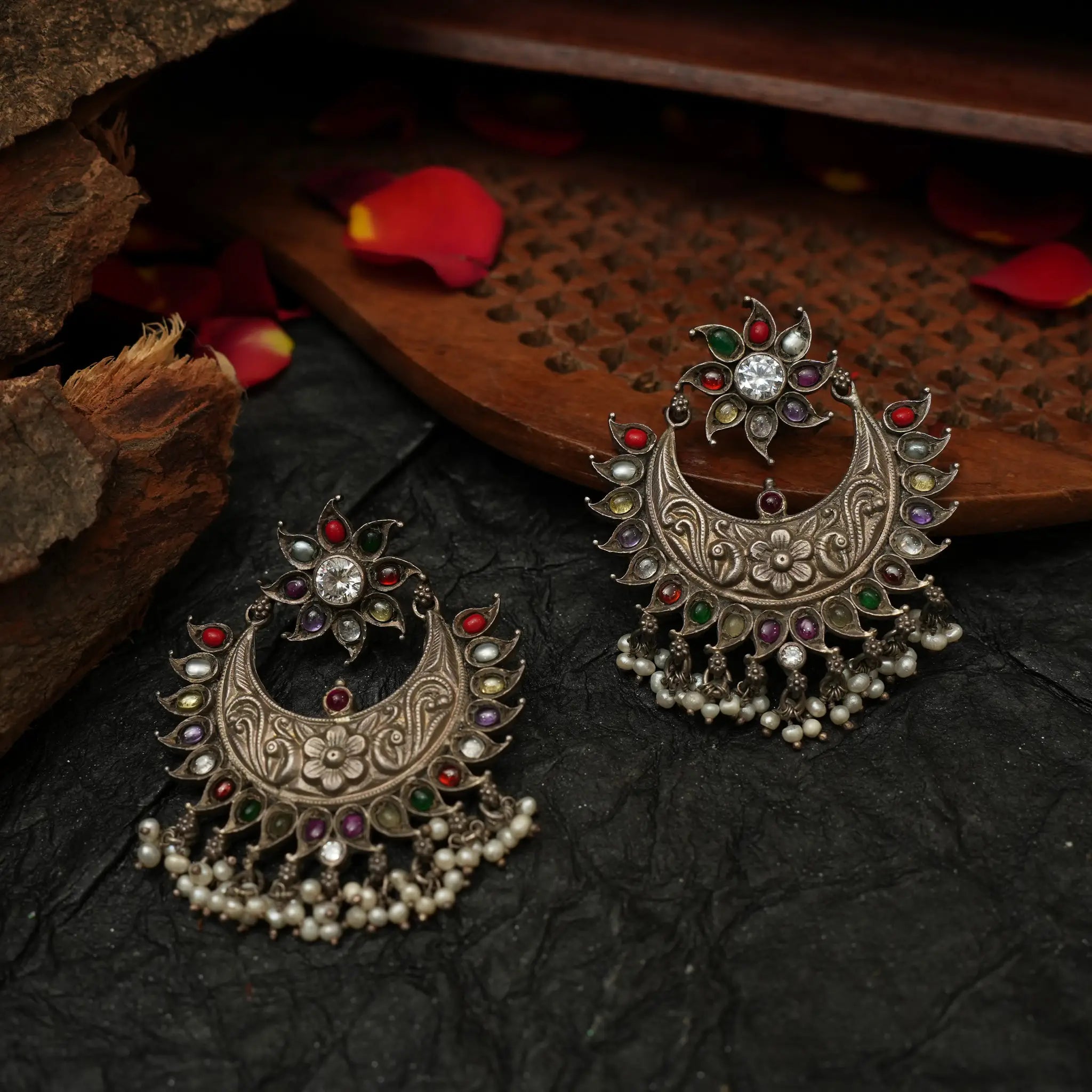 Silver Chandbali Earrings