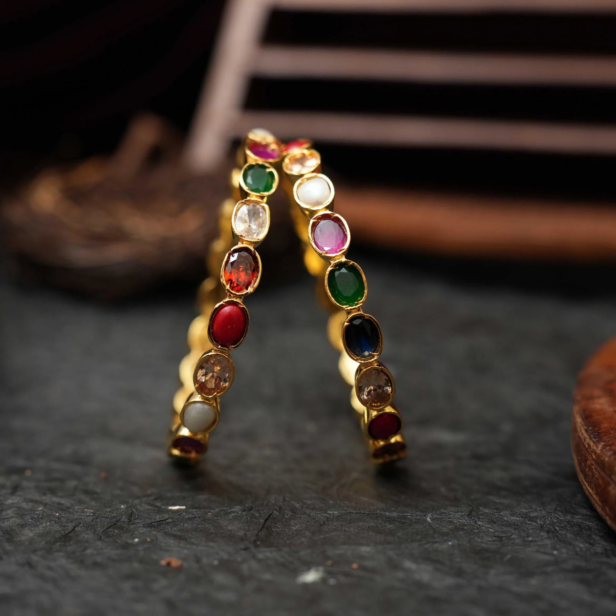 Simran Antique Bangles - Navaratna