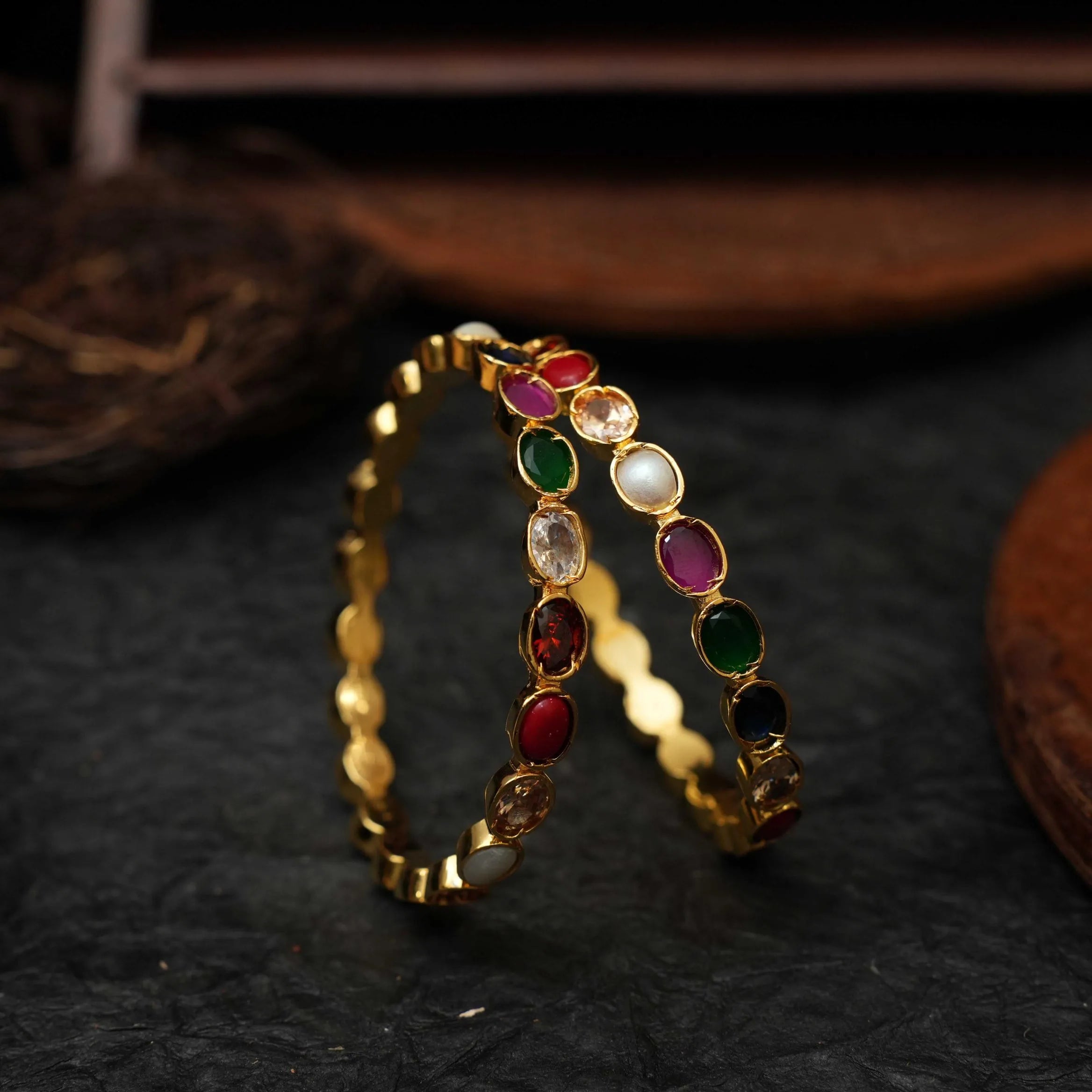 Simran Antique Bangles - Navaratna