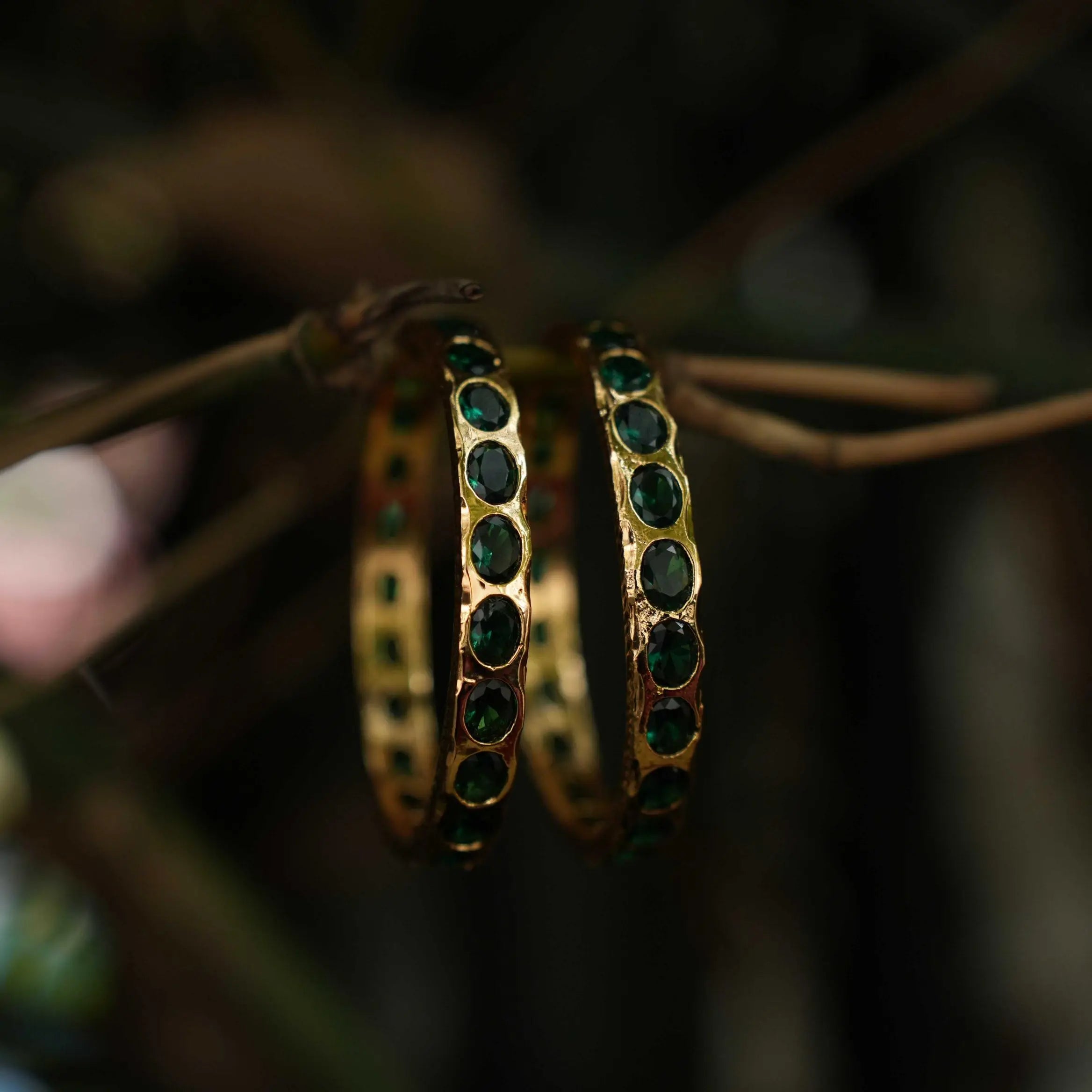Simran Antique Bangles - Green