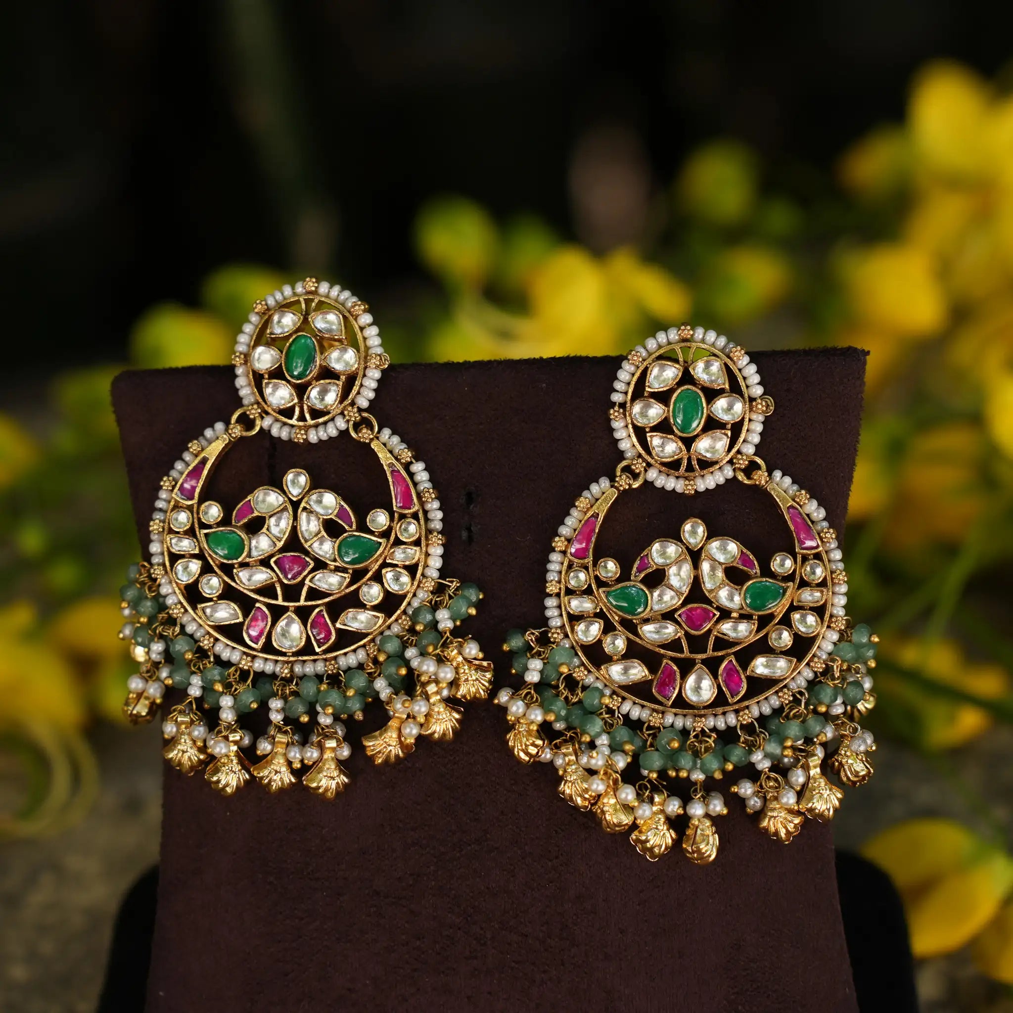Sitara Polki Chandbali Earrings