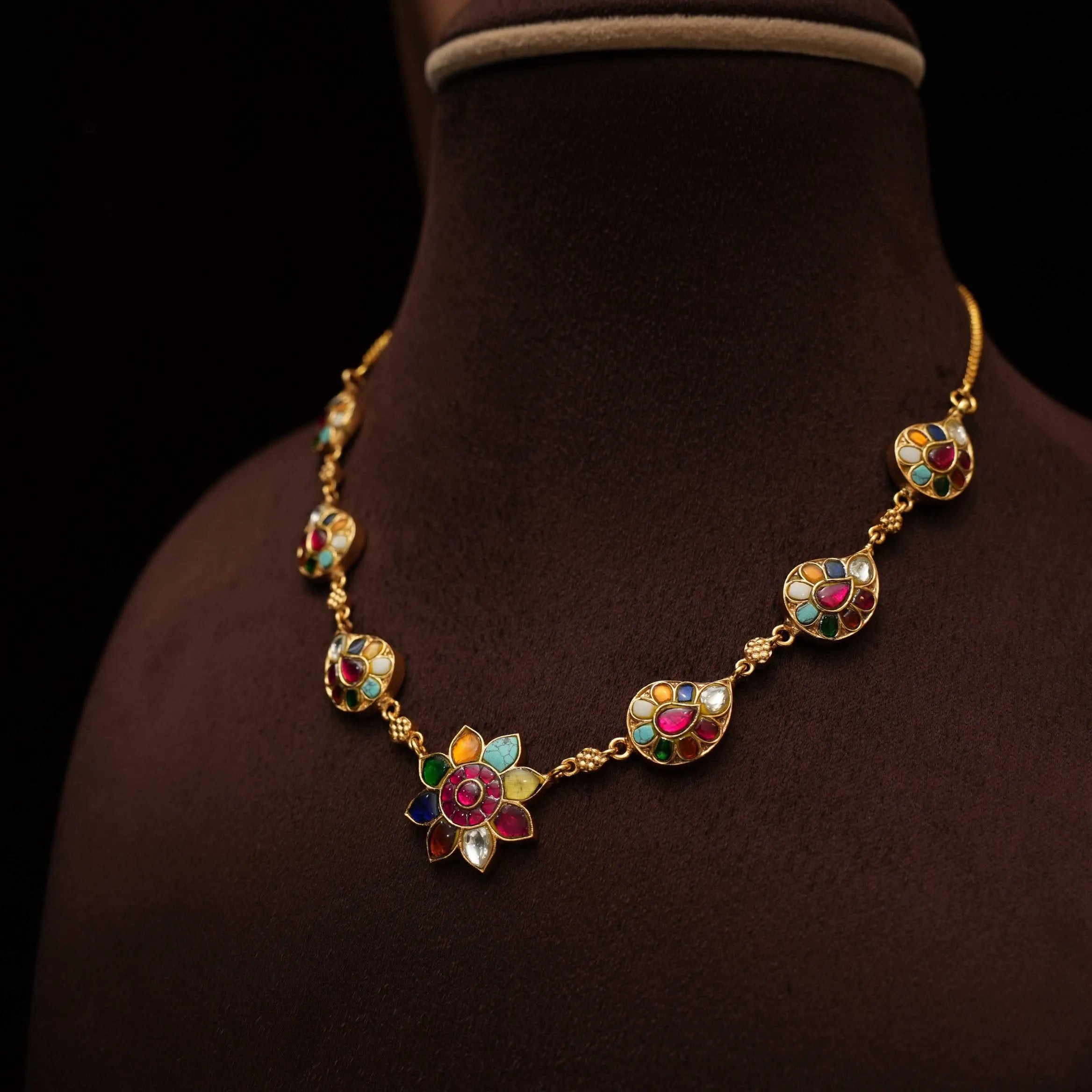 Siyav Polki Necklace - Multicolor