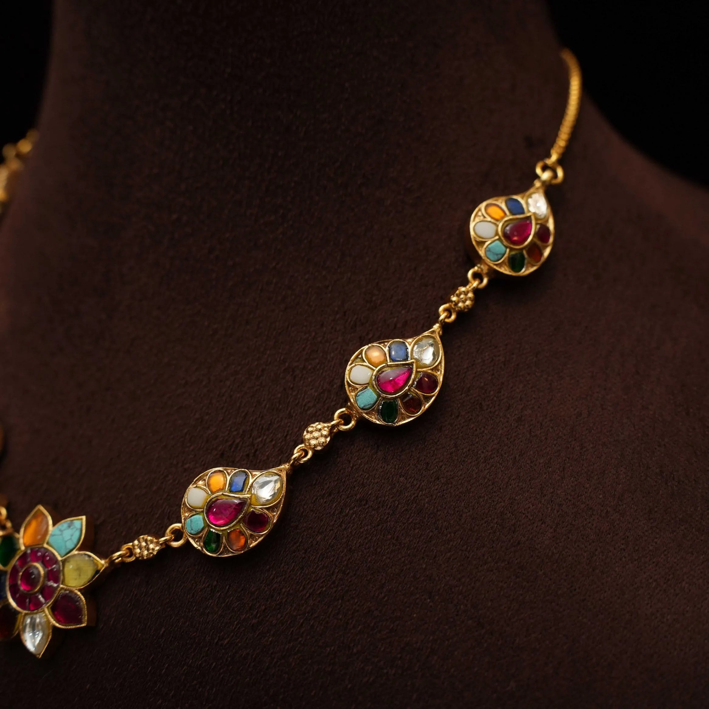 Siyav Polki Necklace - Multicolor