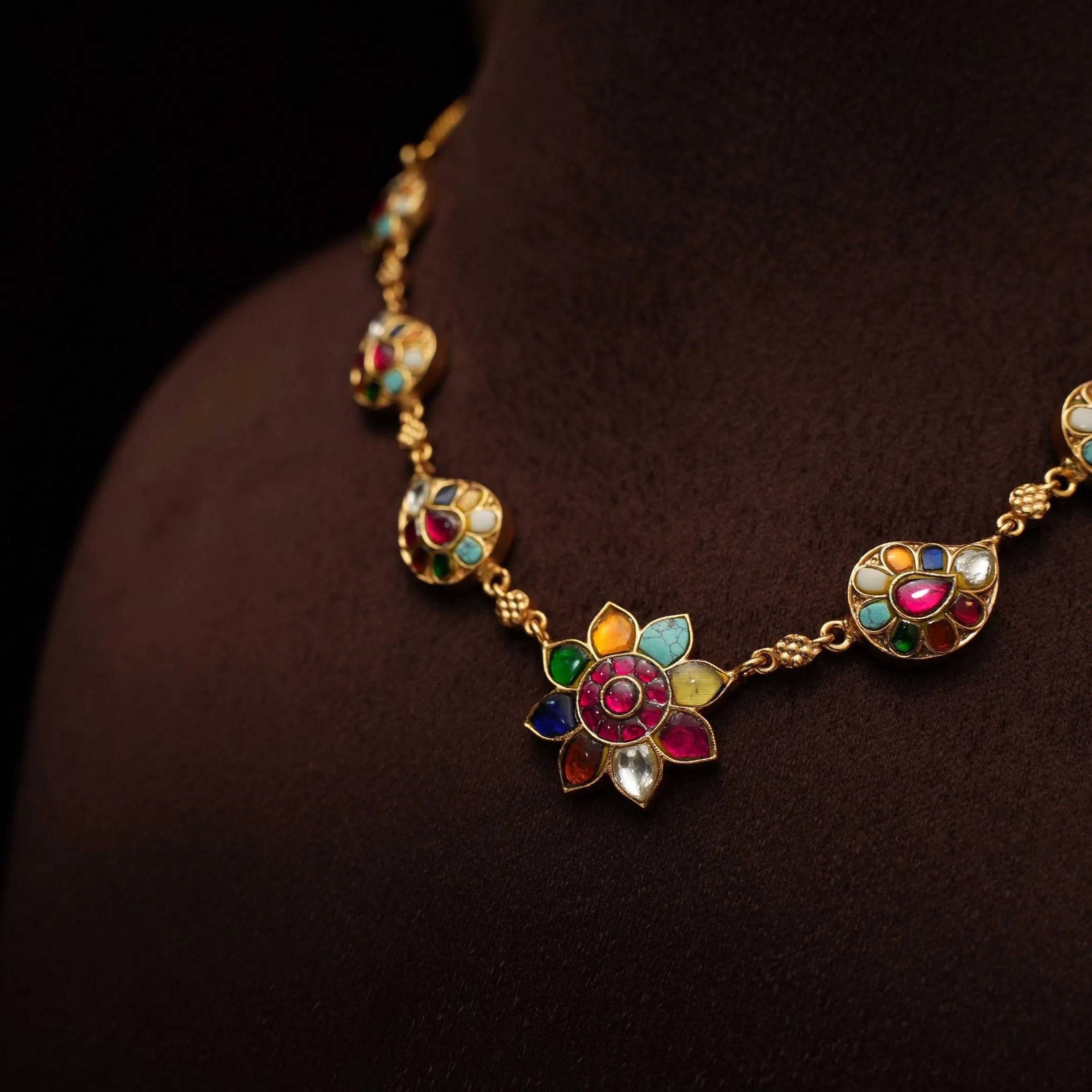 Siyav Polki Necklace - Multicolor