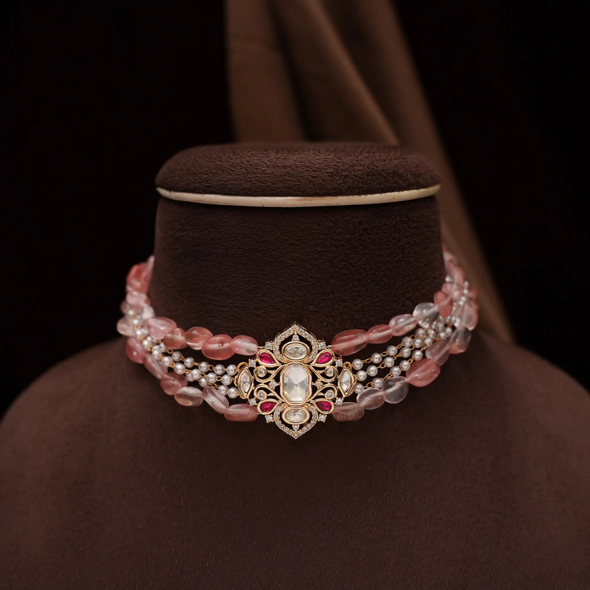Solana Beaded Polki Choker - Capri