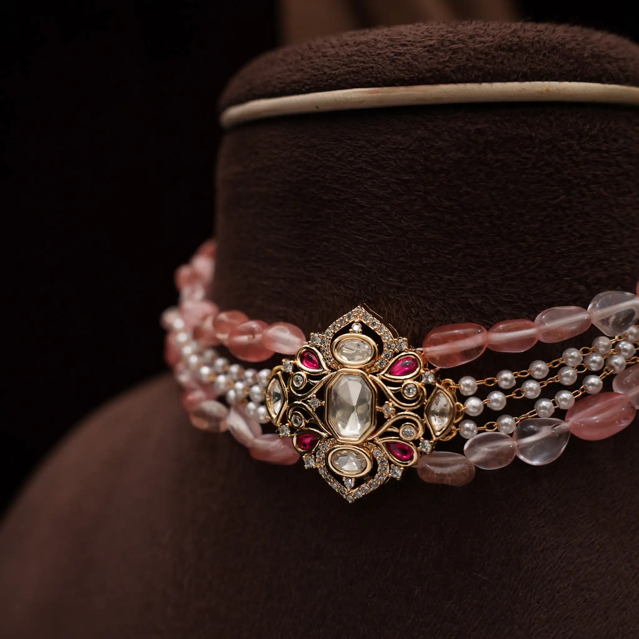 Solana Beaded Polki Choker - Capri