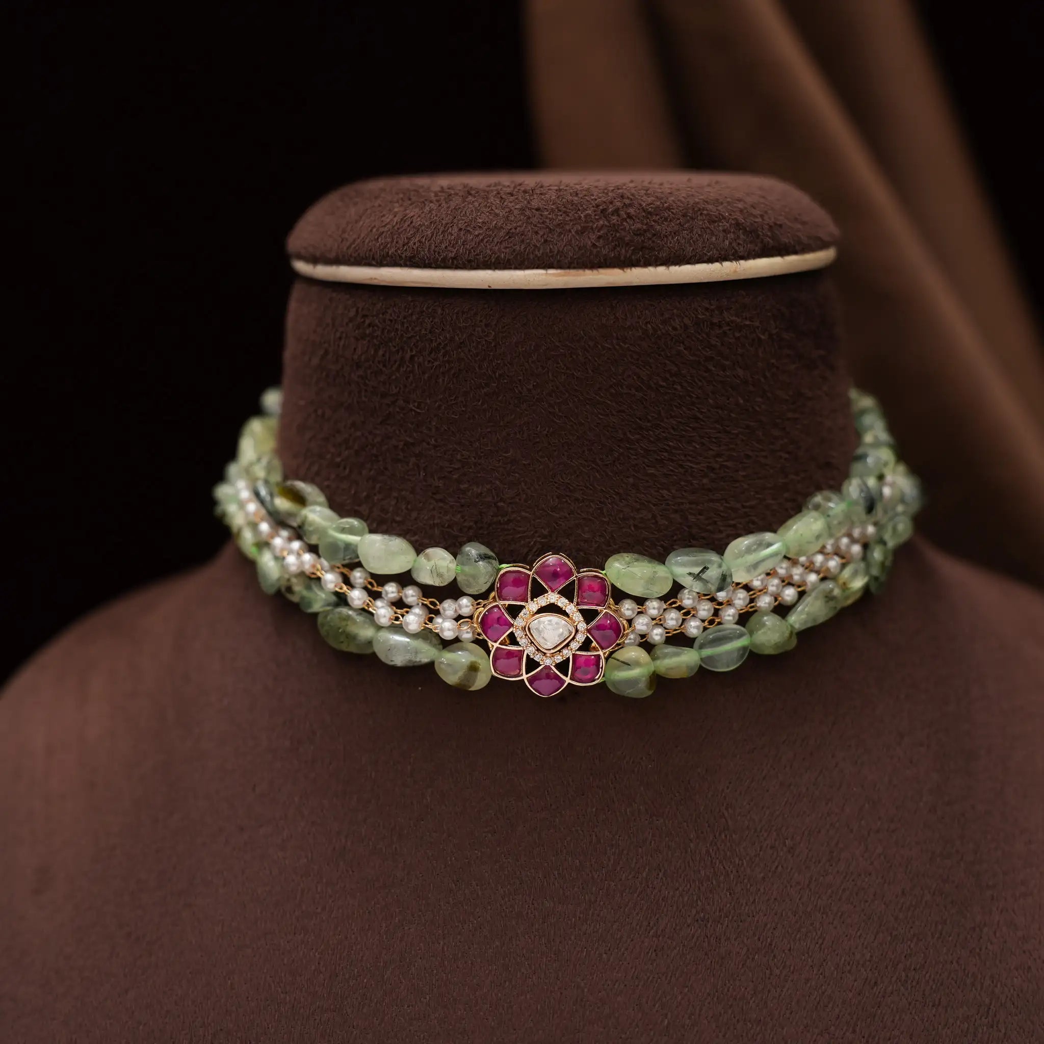 Solana Beaded Polki Choker - Deya