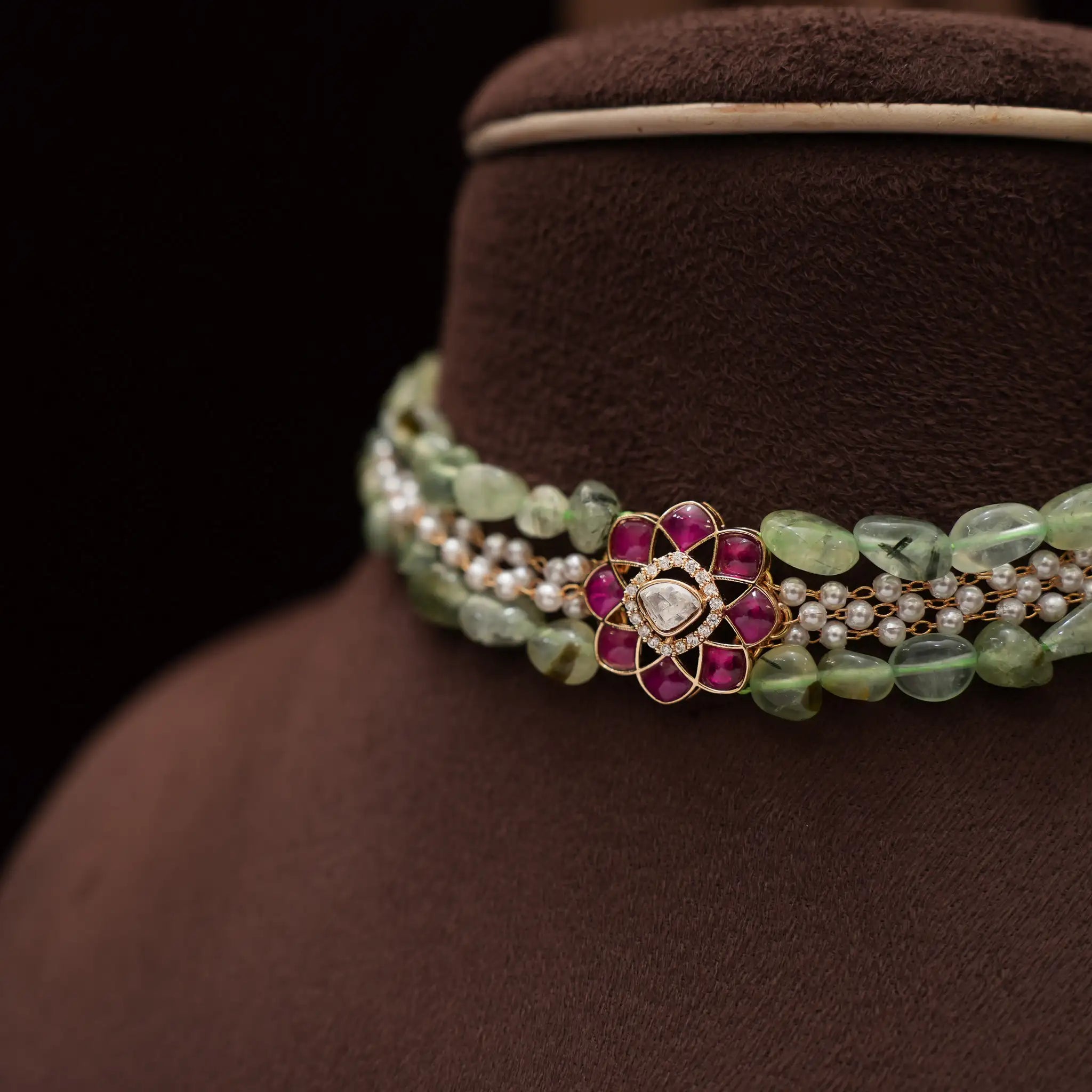 Solana Beaded Polki Choker - Deya