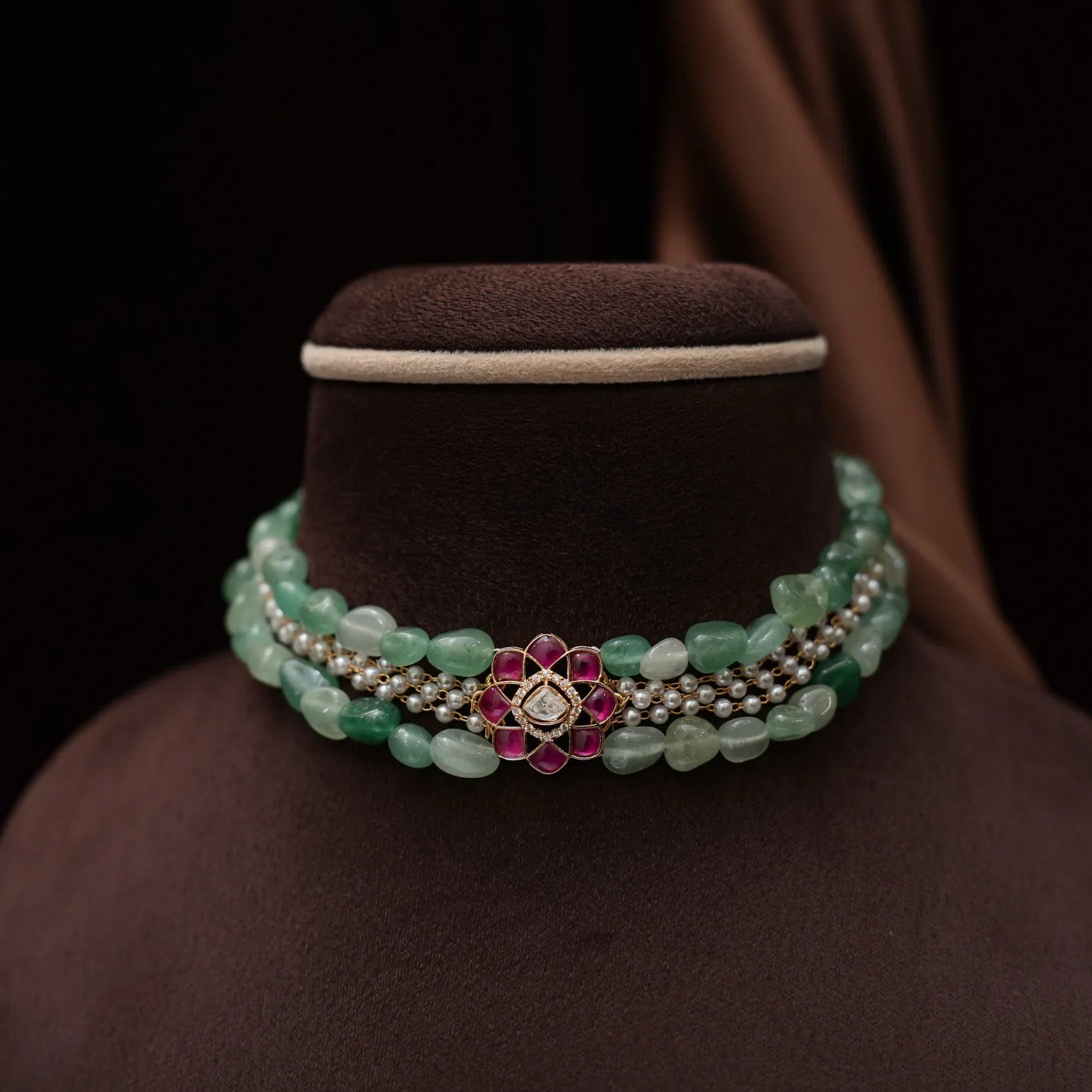 Solana Beaded Polki Choker - Ira