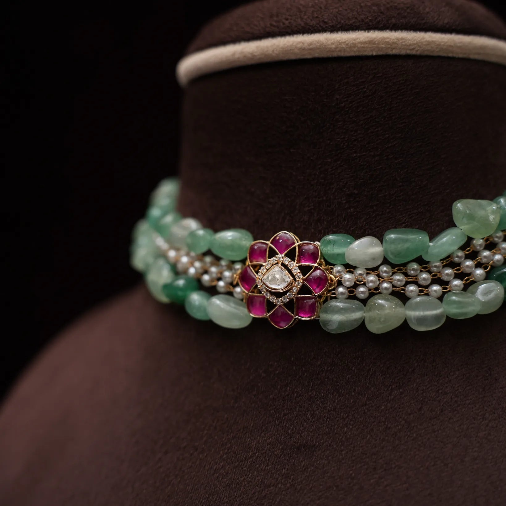 Solana Beaded Polki Choker - Ira