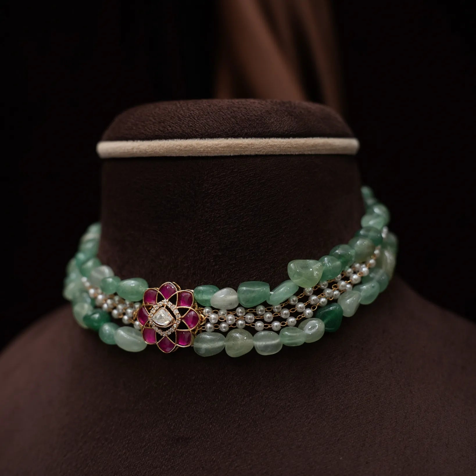 Solana Beaded Polki Choker - Ira