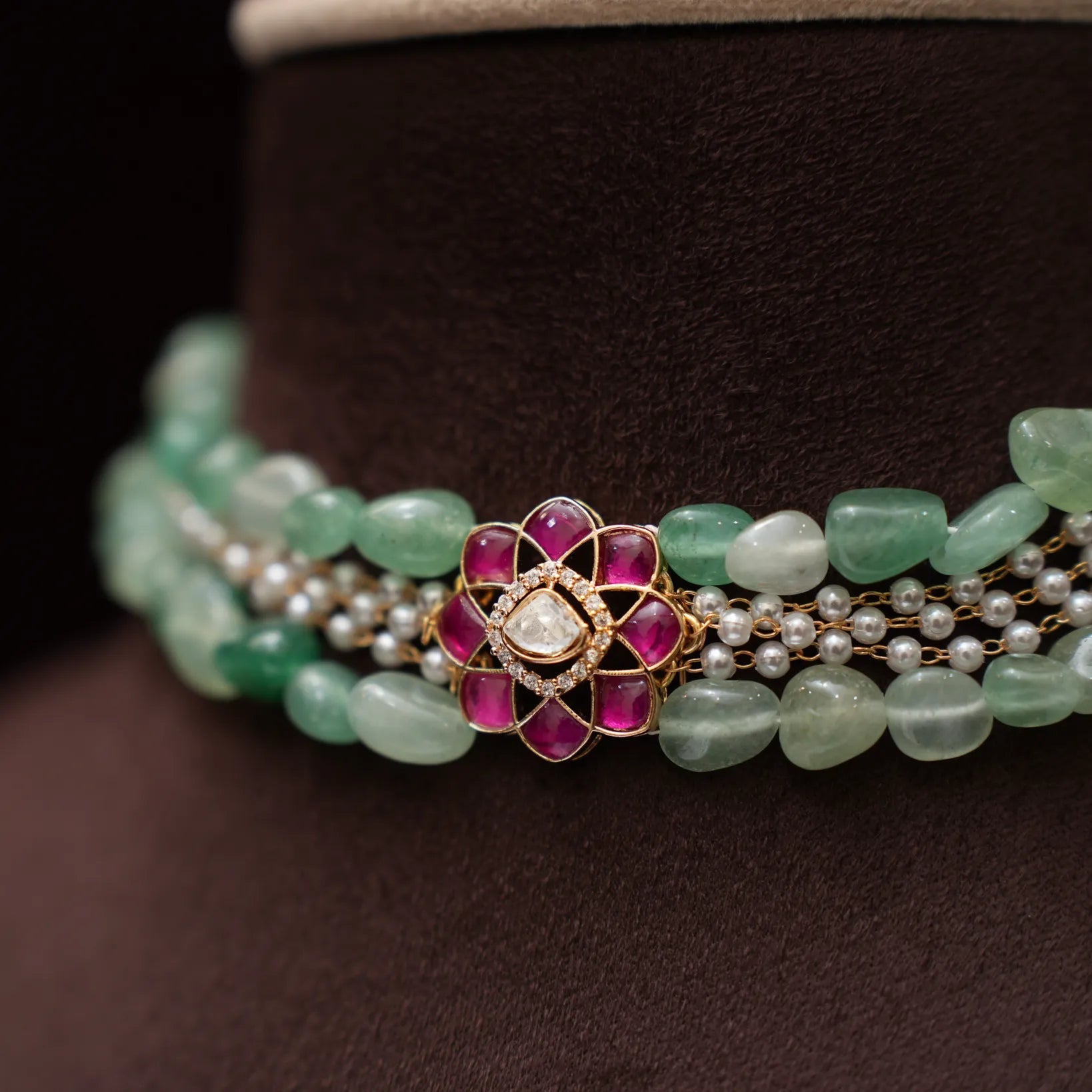 Solana Beaded Polki Choker - Ira