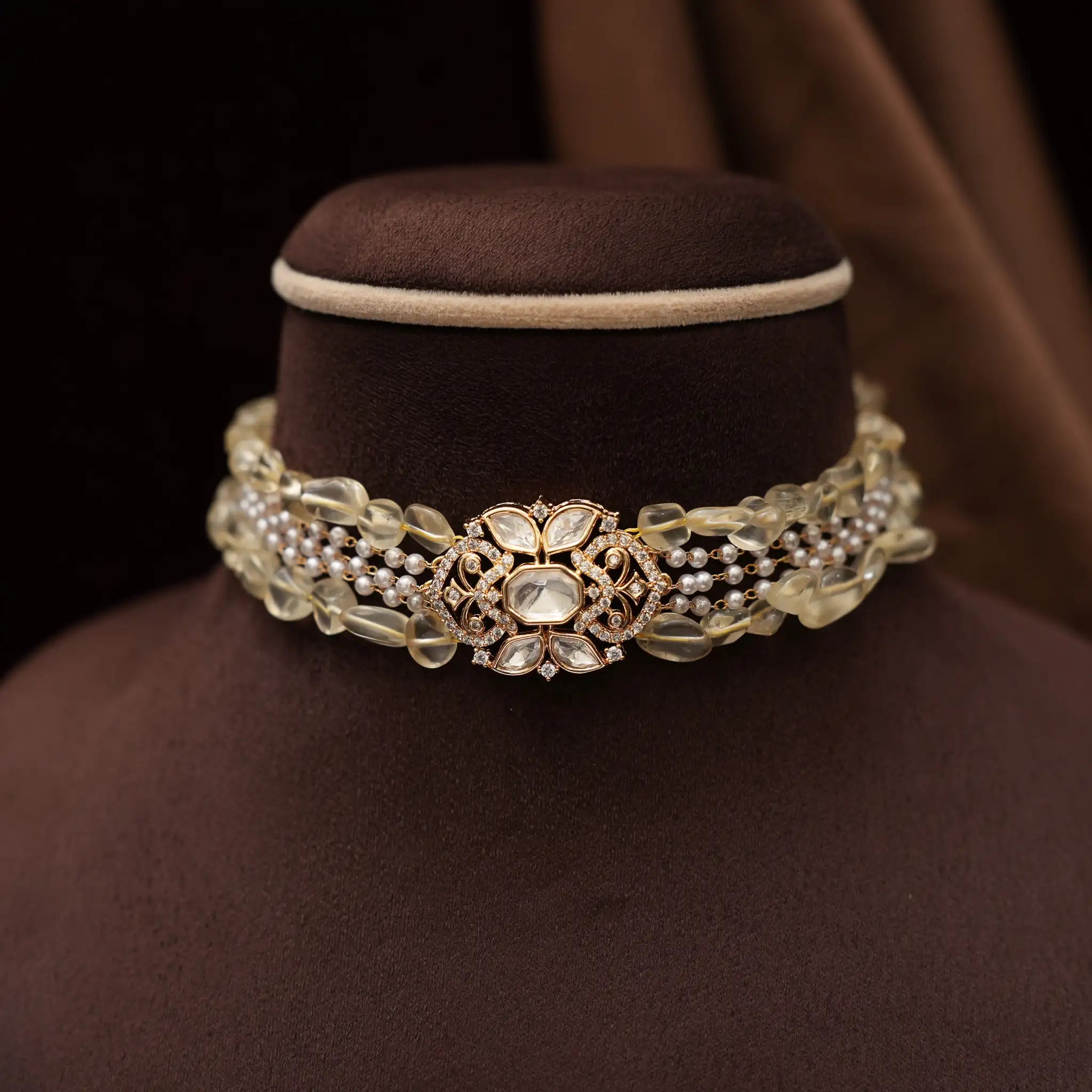 Solana Beaded Polki Choker - Kai