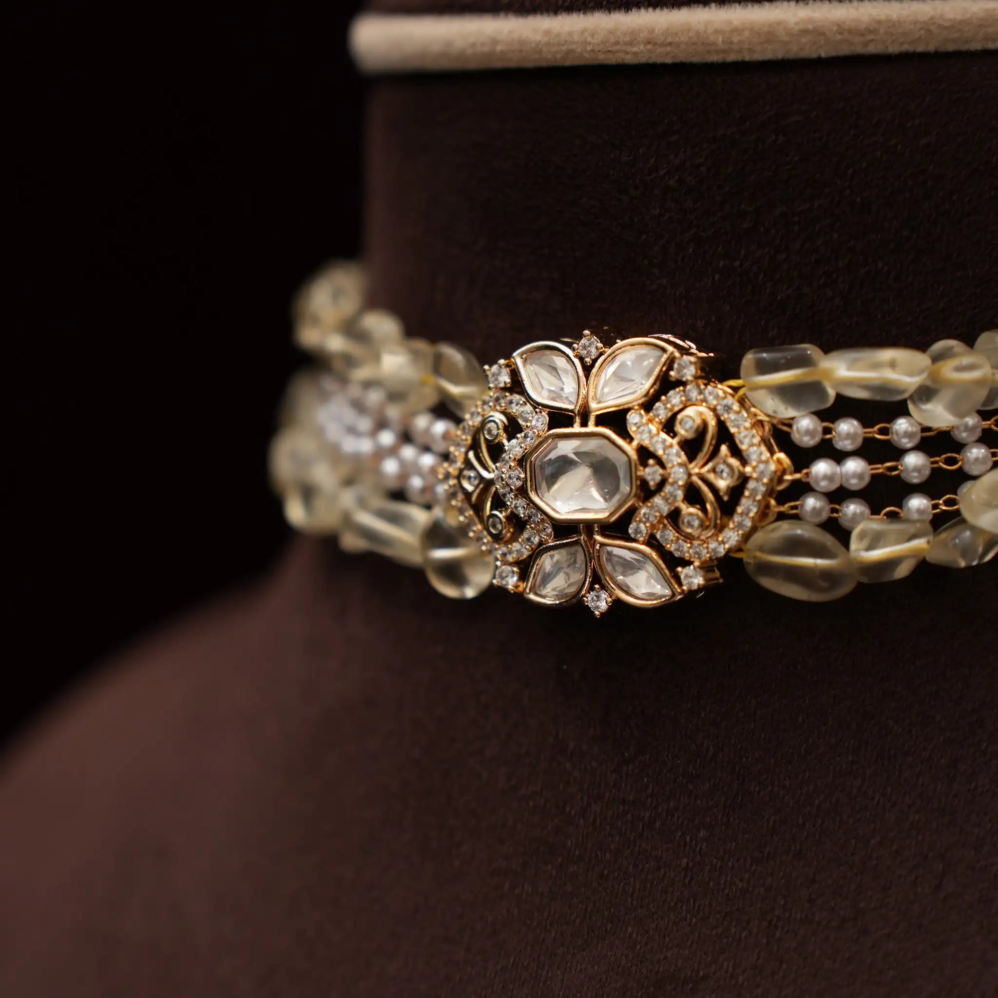 Solana Beaded Polki Choker - Kai