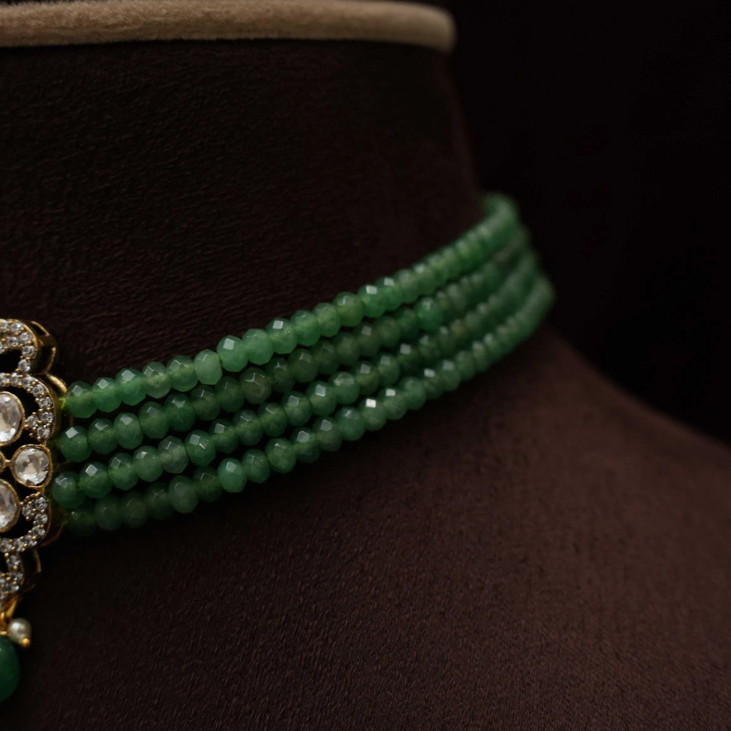 Srinika Polki Beaded Choker - Light Green