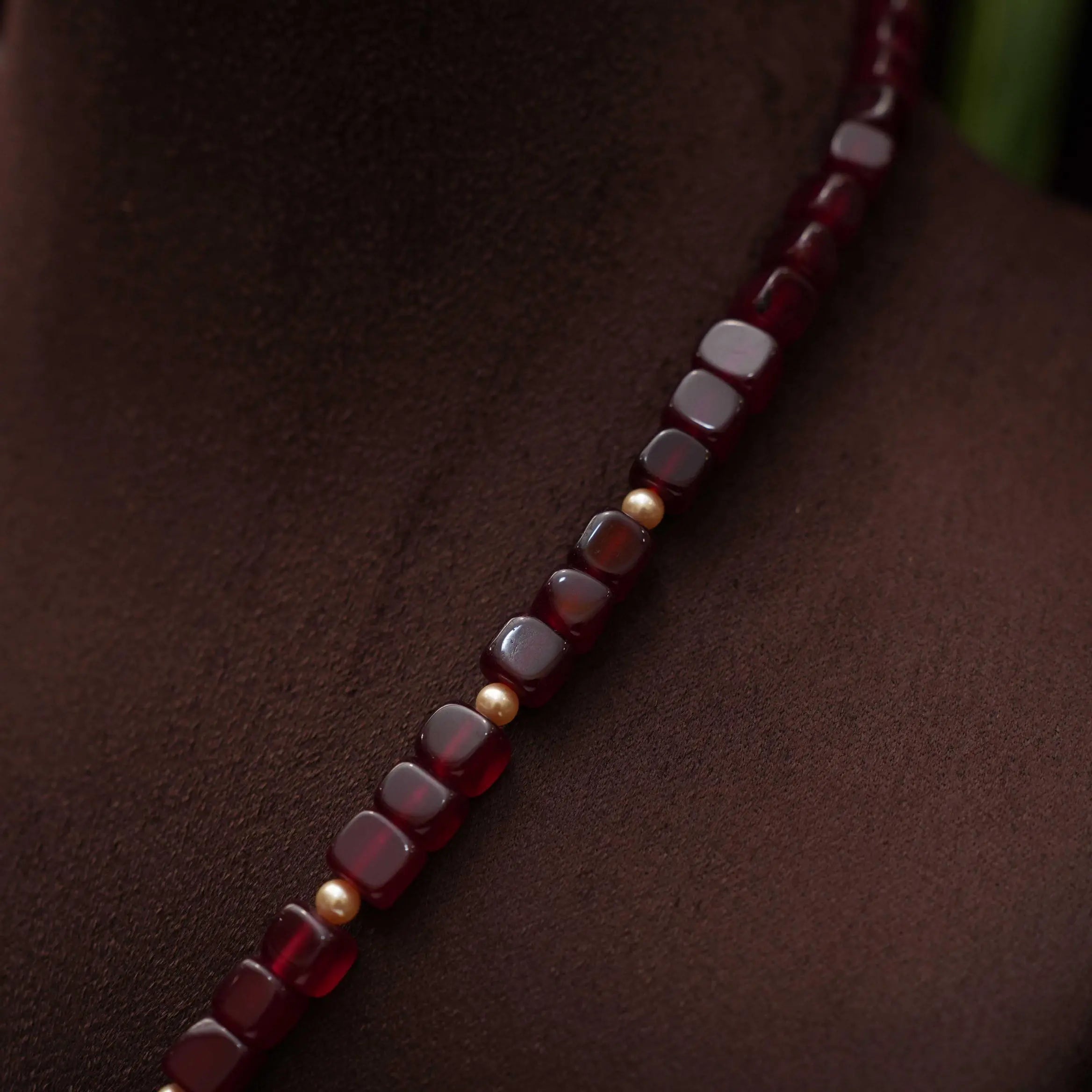 Sripriya Polki Beaded Necklace - Red