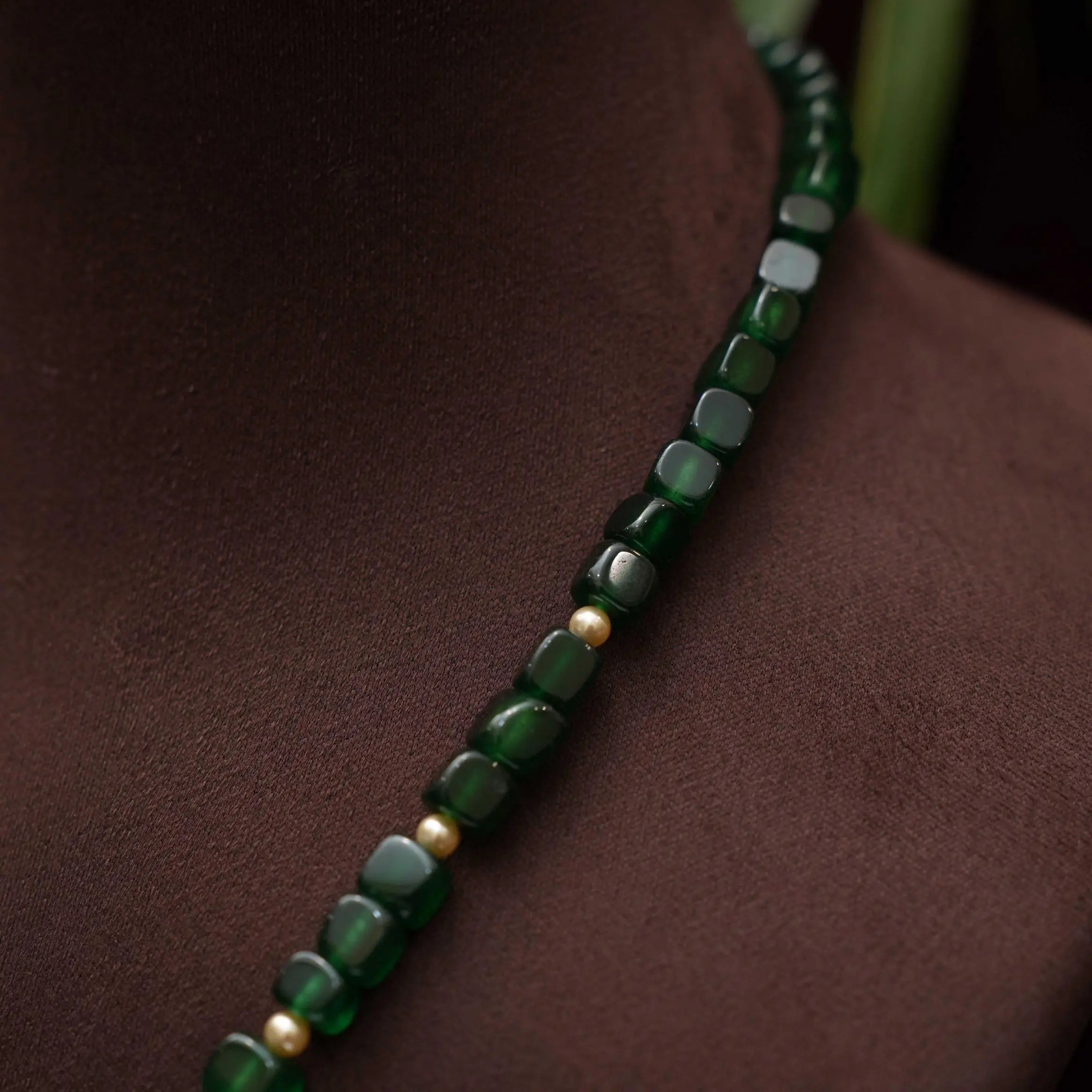 Sripriya Polki Beaded Necklace - Green