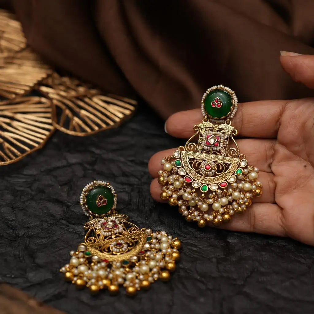 Sristi Polki Chandbali Earrings