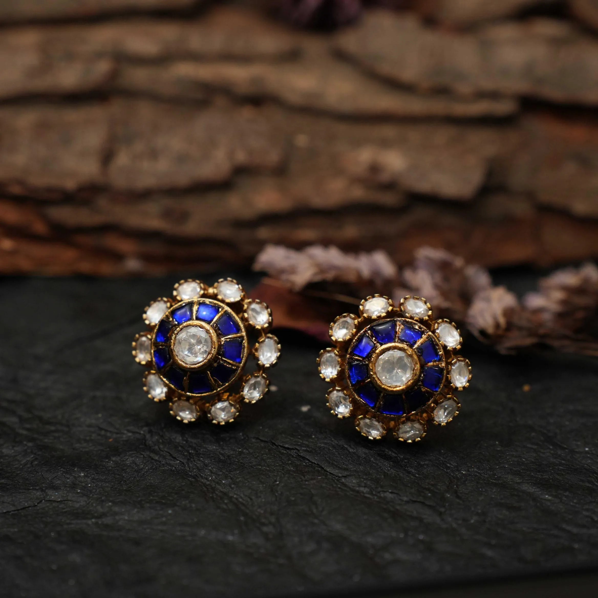 Stella Polki Ear Stud - Blue