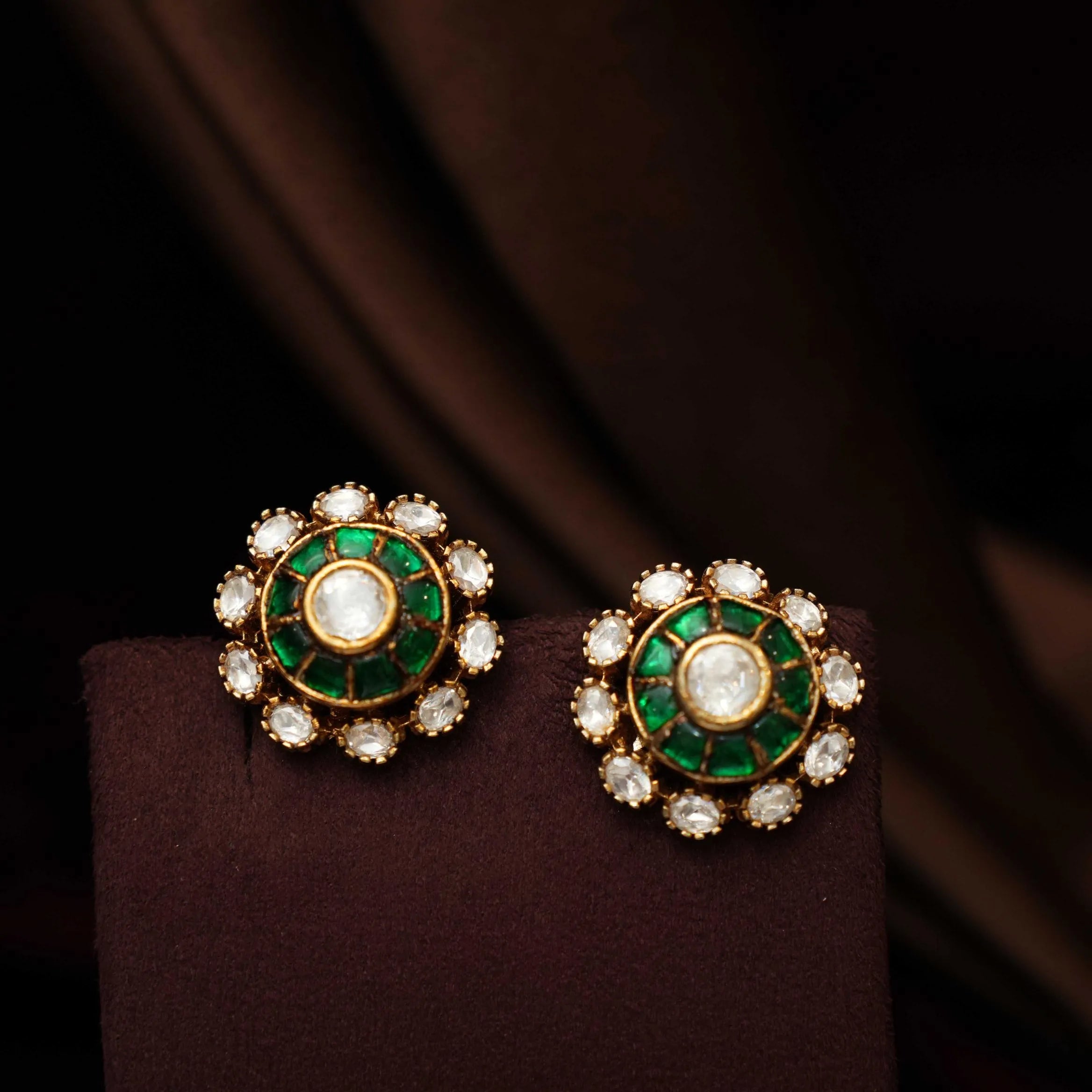 Stella Polki Ear Stud - Green