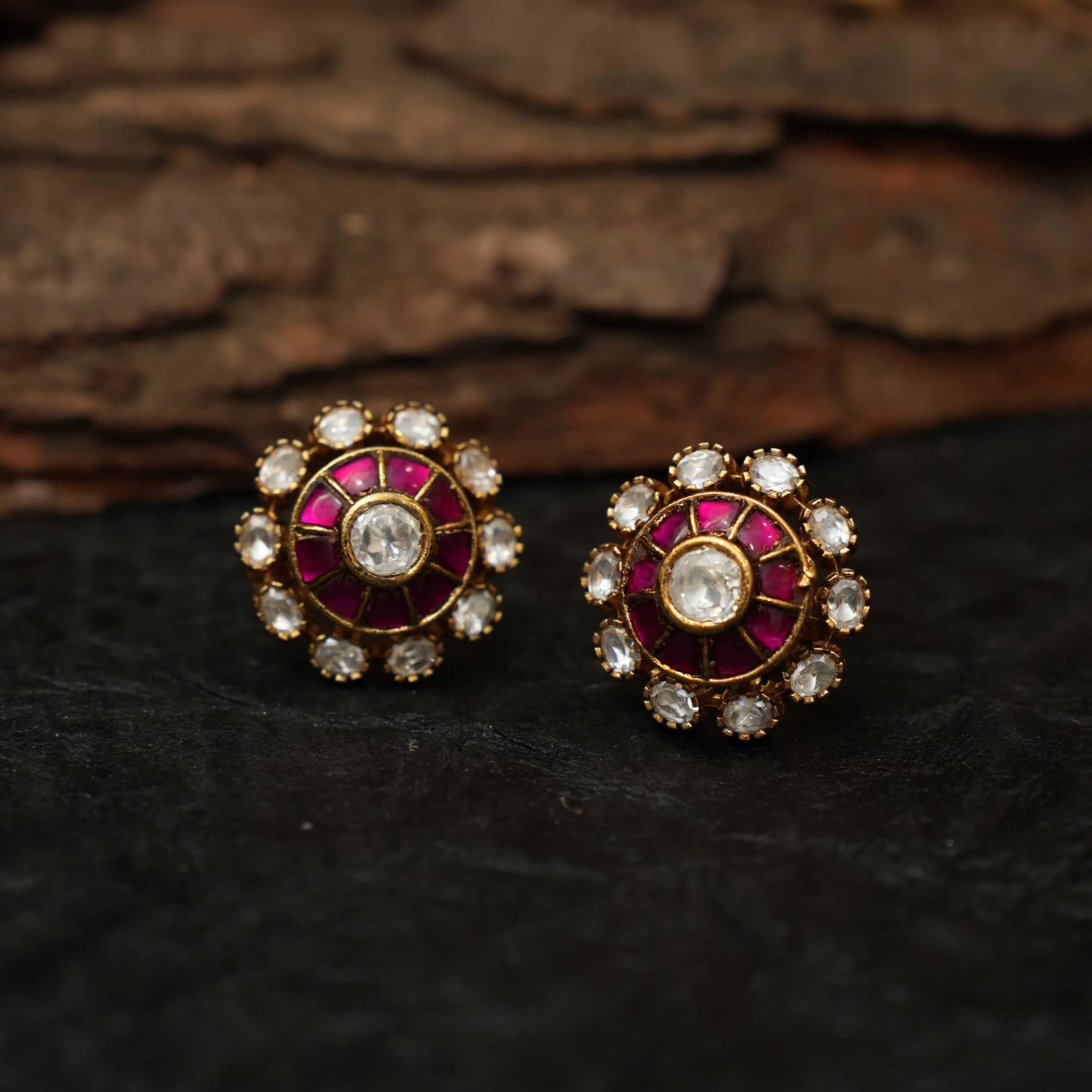 Stella Polki Ear Stud - Red