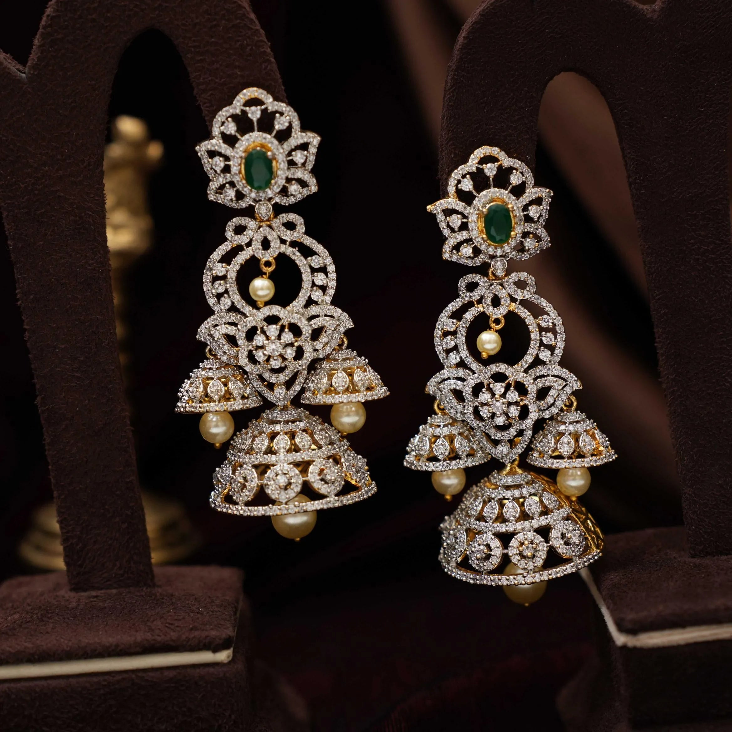 Suman Zircon Jhumka Earrings
