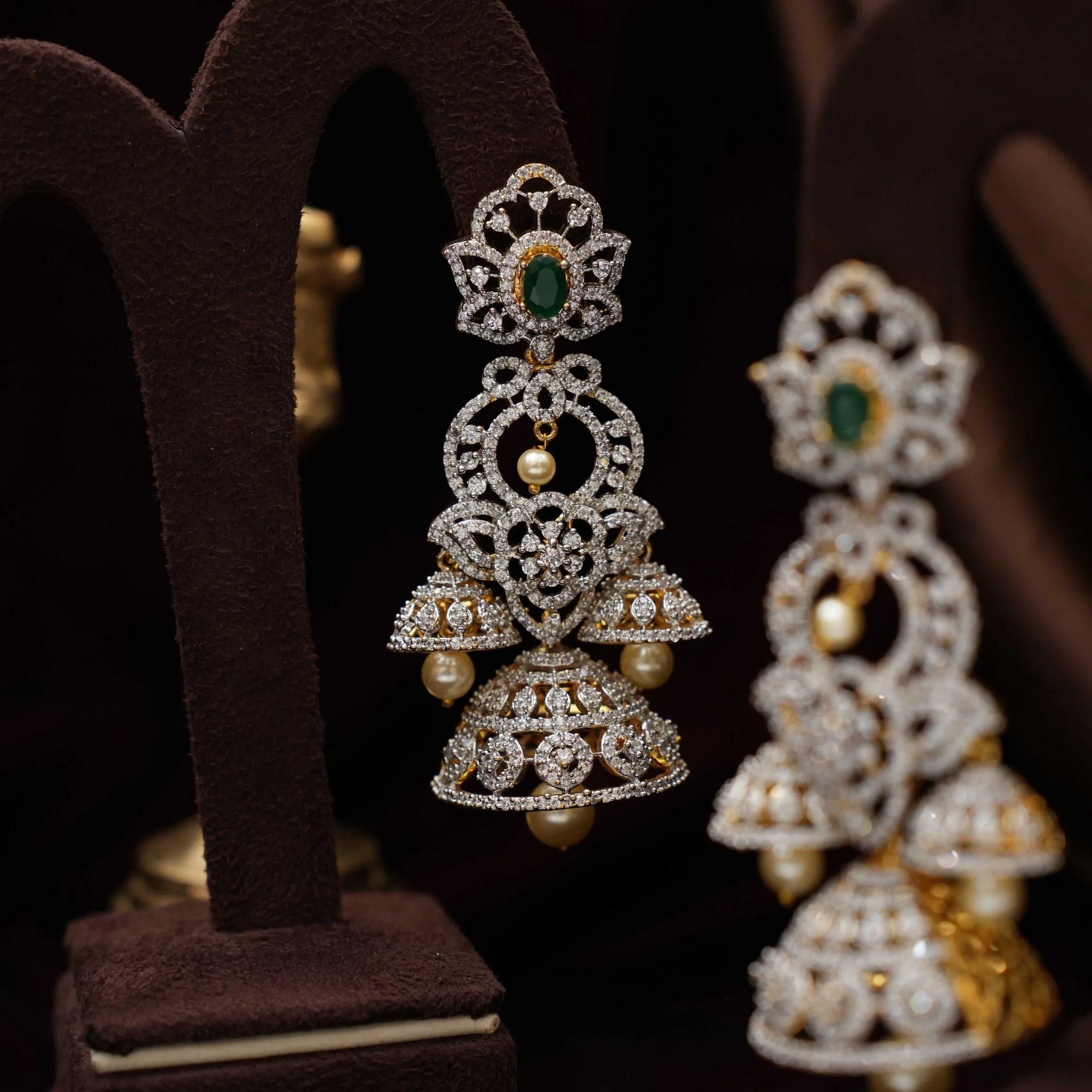 Suman Zircon Jhumka Earrings