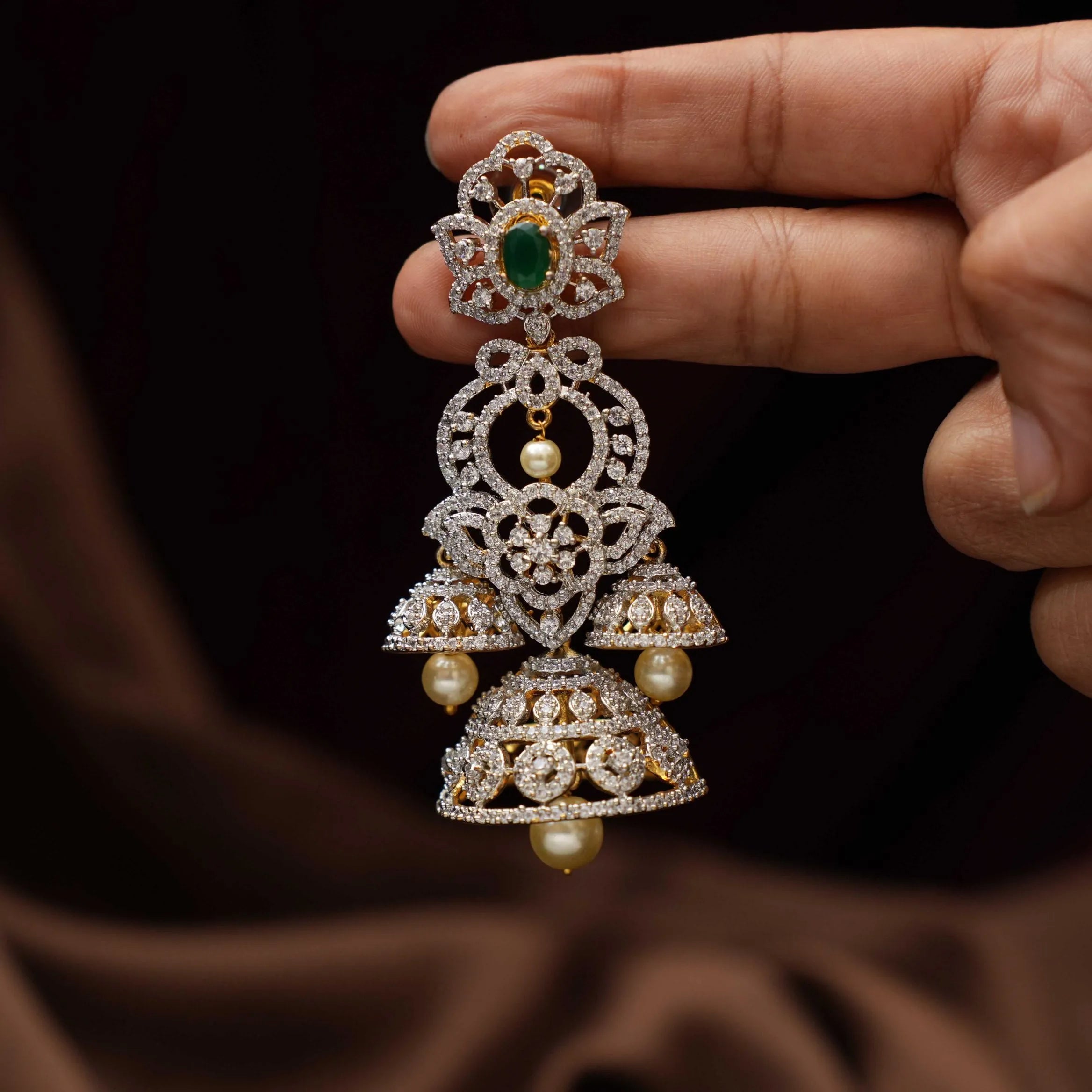 Suman Zircon Jhumka Earrings