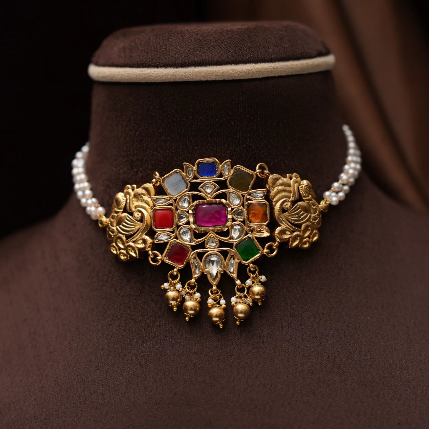 Sunantha Pearl Polki Choker - Mia