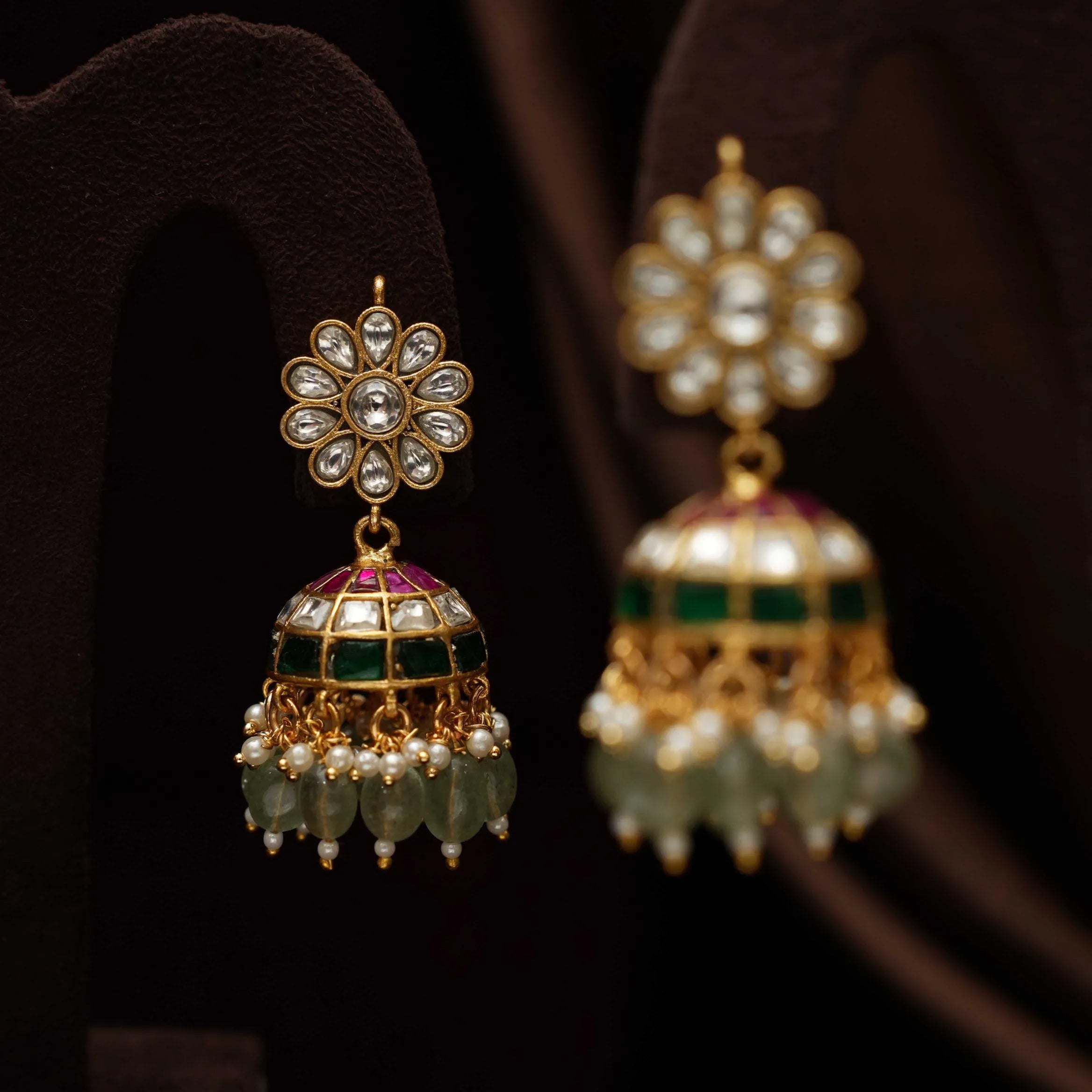 Sundari Polki Jhumka Earrings - White