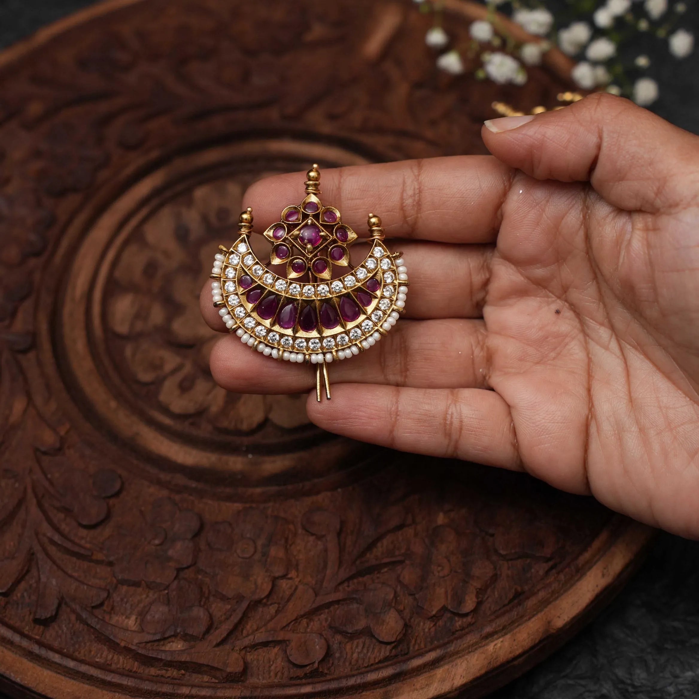 Sunita Antique Rakkodi / Hair Pins- Red