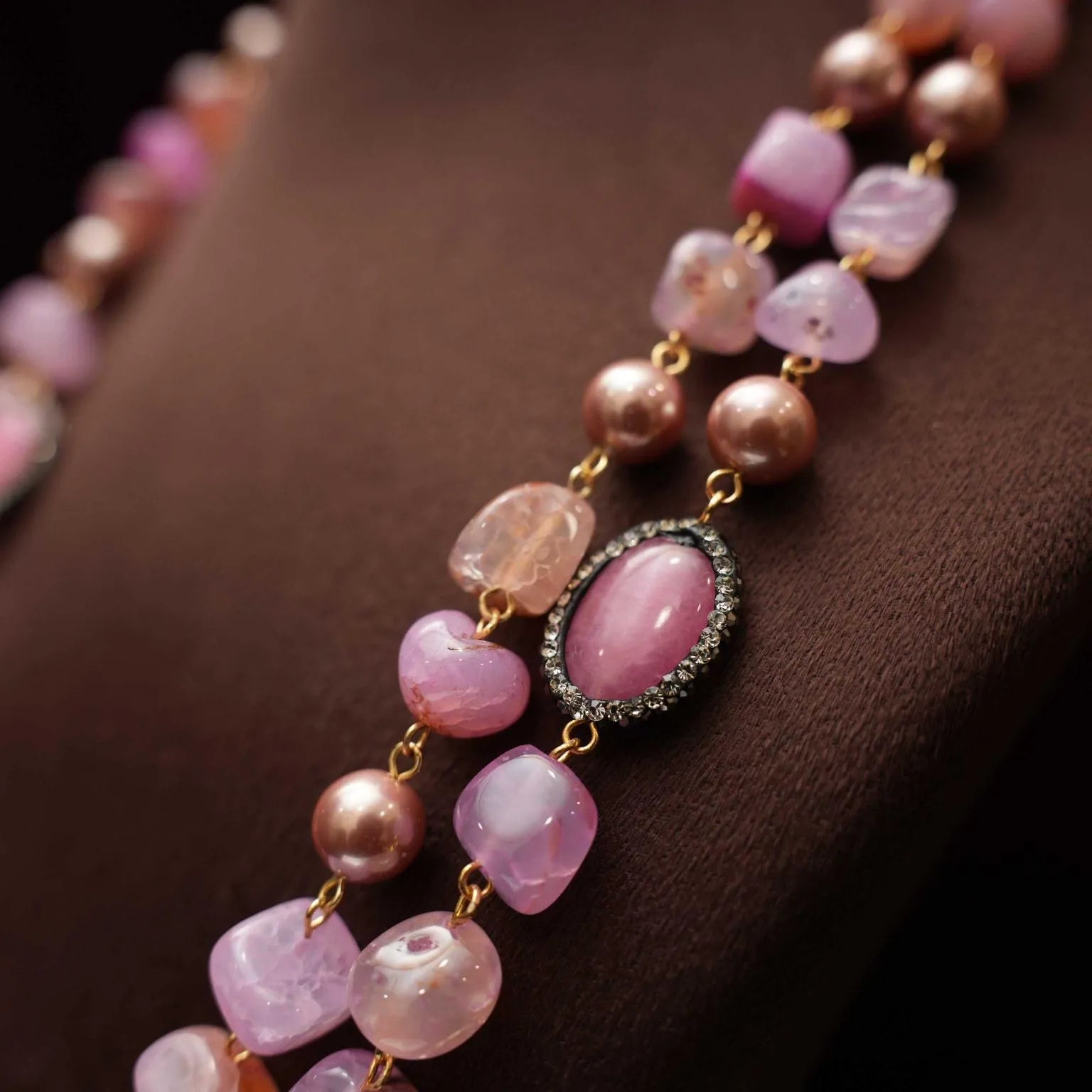 Suriya Beaded Necklace - Pastel Pink