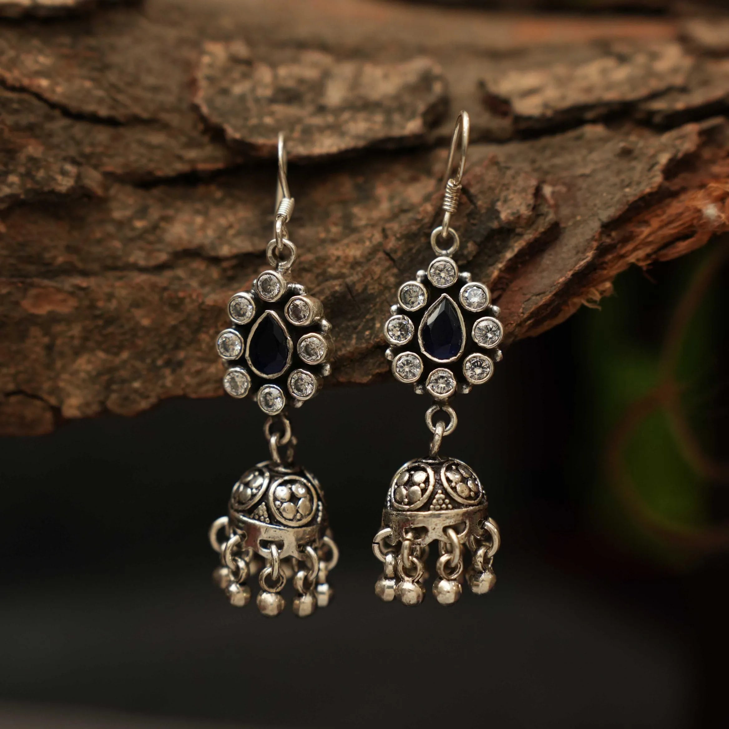 Suriya Silver Jhumka