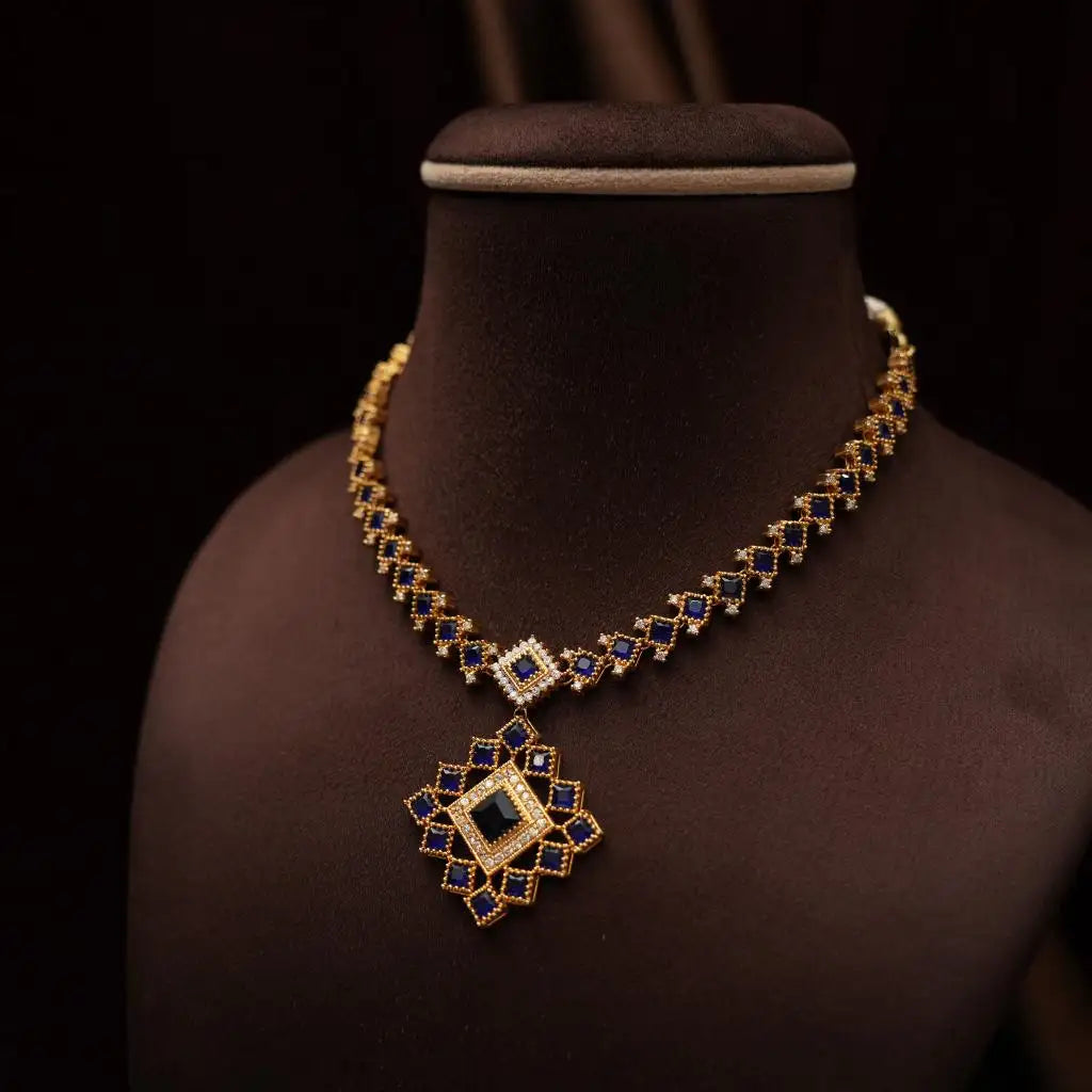Svara Blue Zircon Necklace