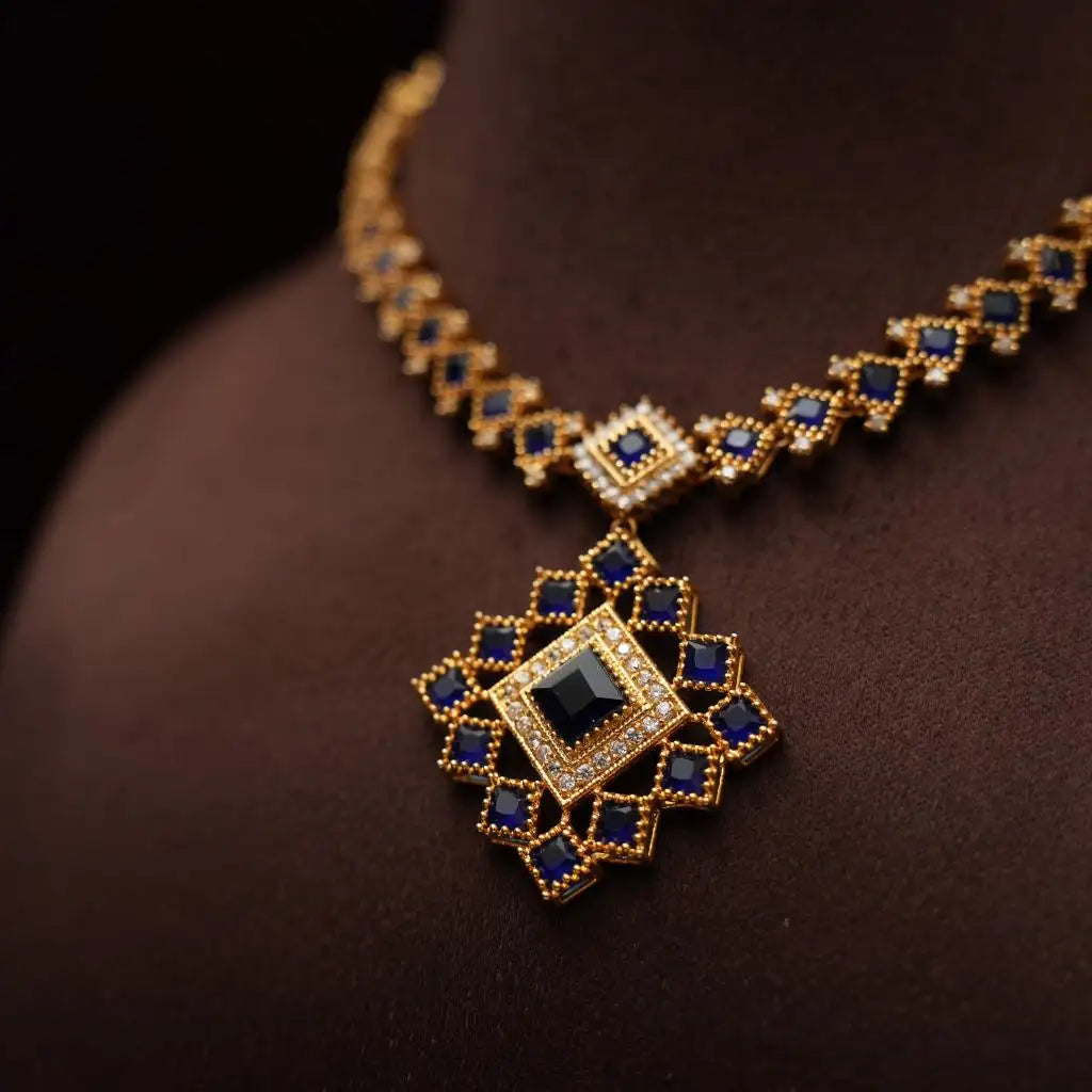 Svara Blue Zircon Necklace