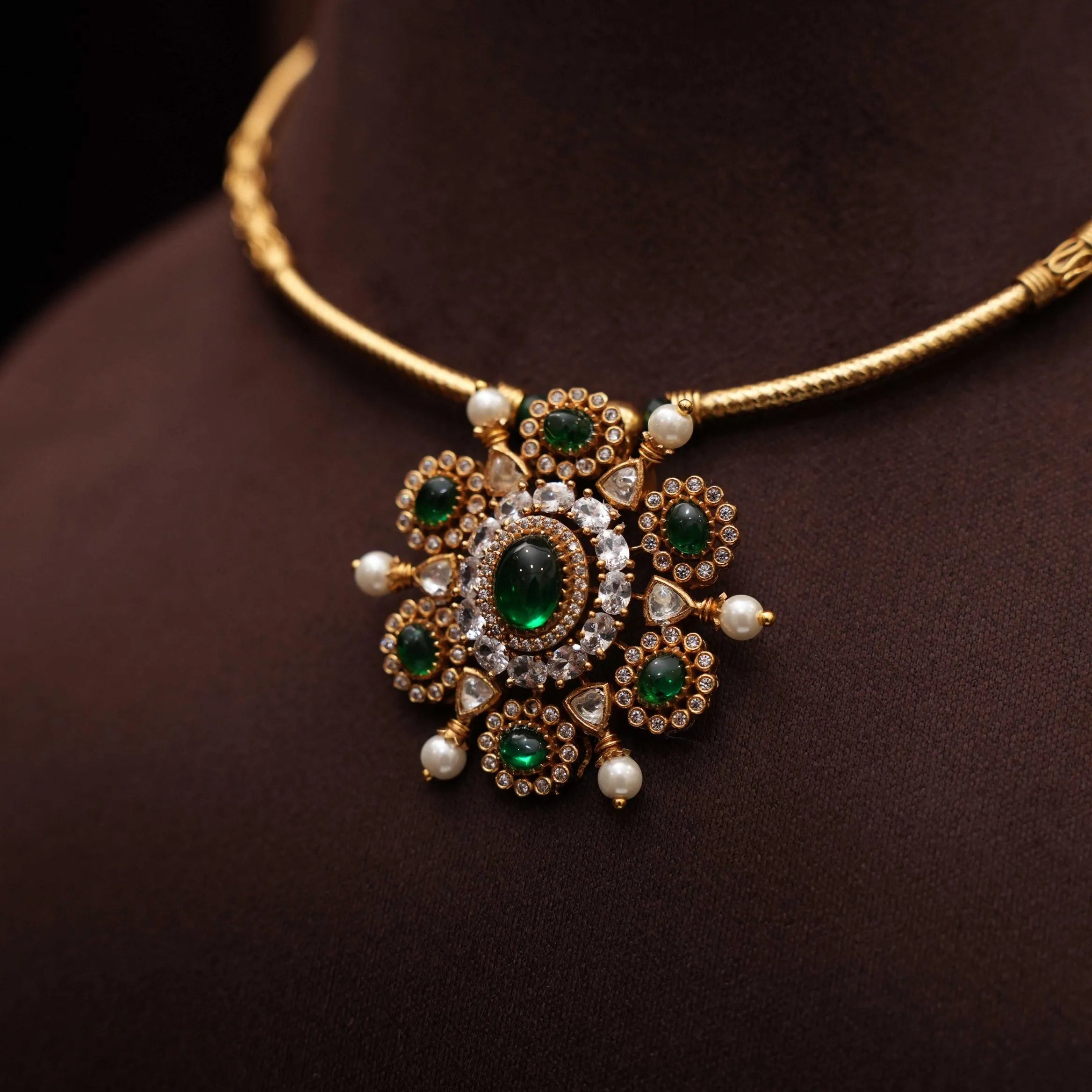 Swara Antique Hasli Necklace - Green