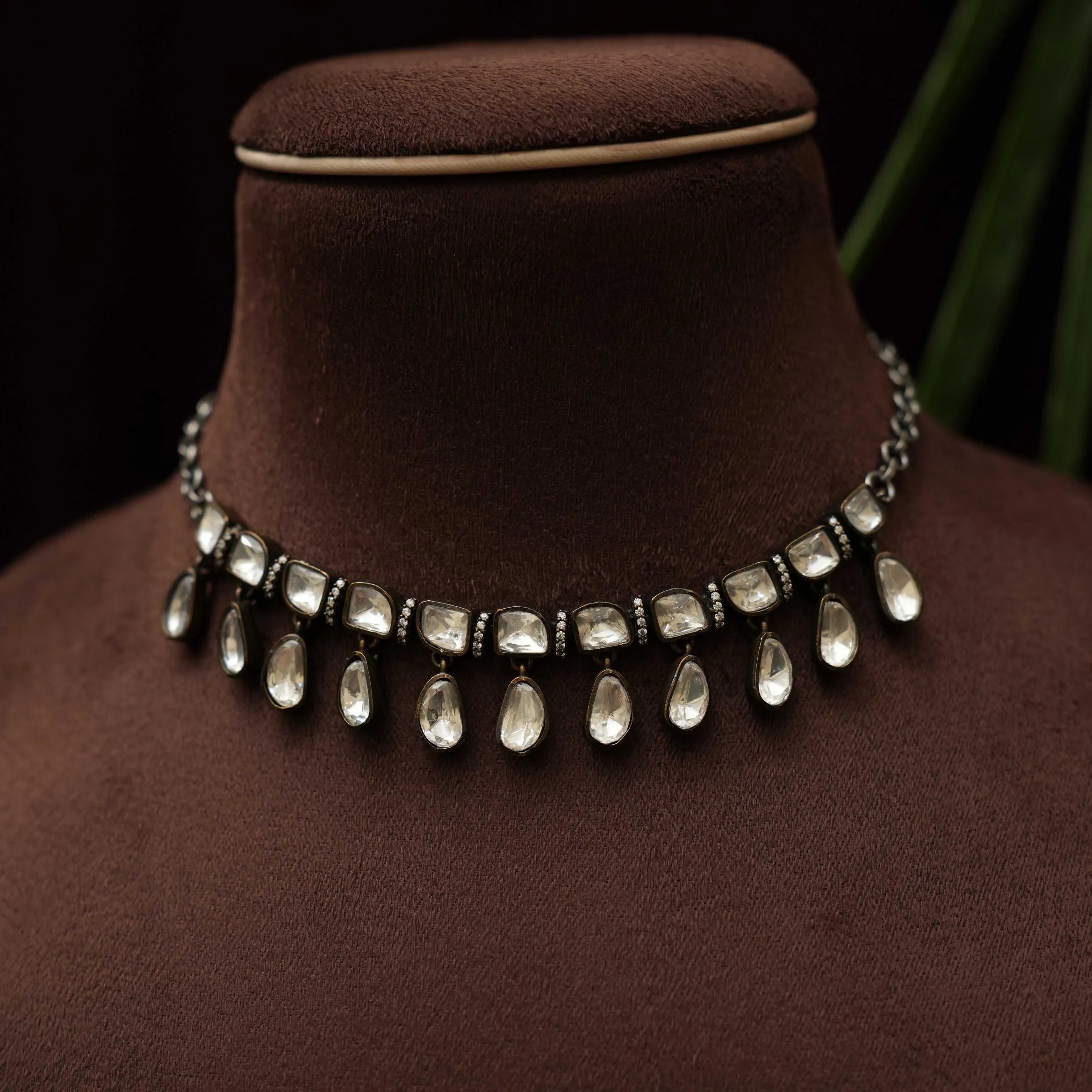 Tajia Silver Oxidised Necklace