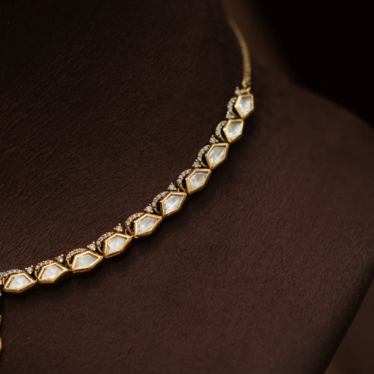 Tamia Victorian Kundan Necklace - Green
