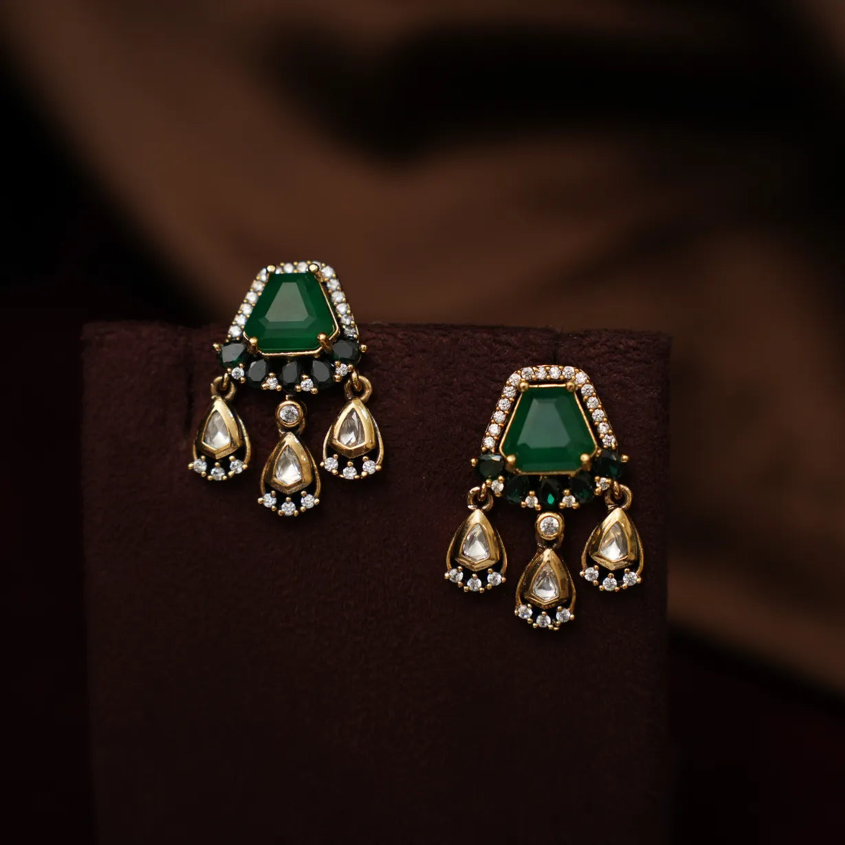 Tamia Victorian Kundan Necklace - Green