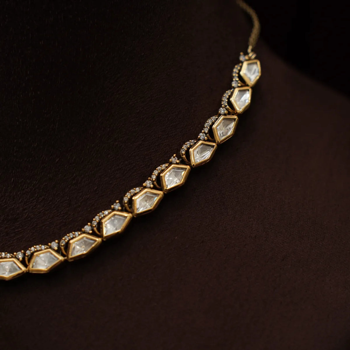 Tamia Victorian Kundan Necklace - Pastel Green