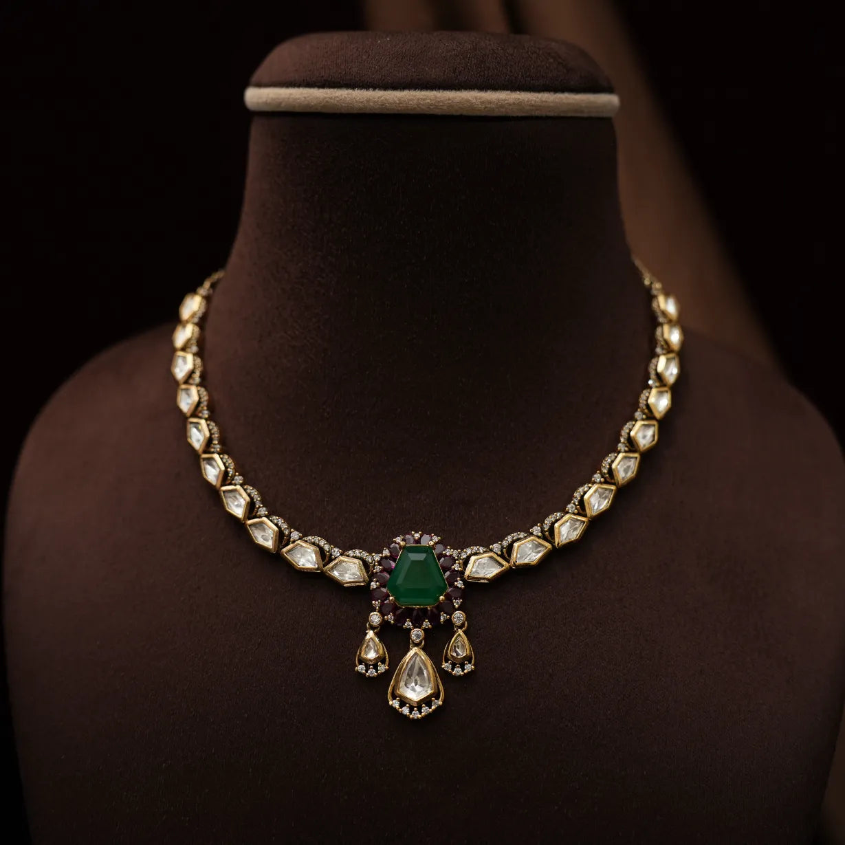Tamia Victorian Kundan Necklace - Ruby
