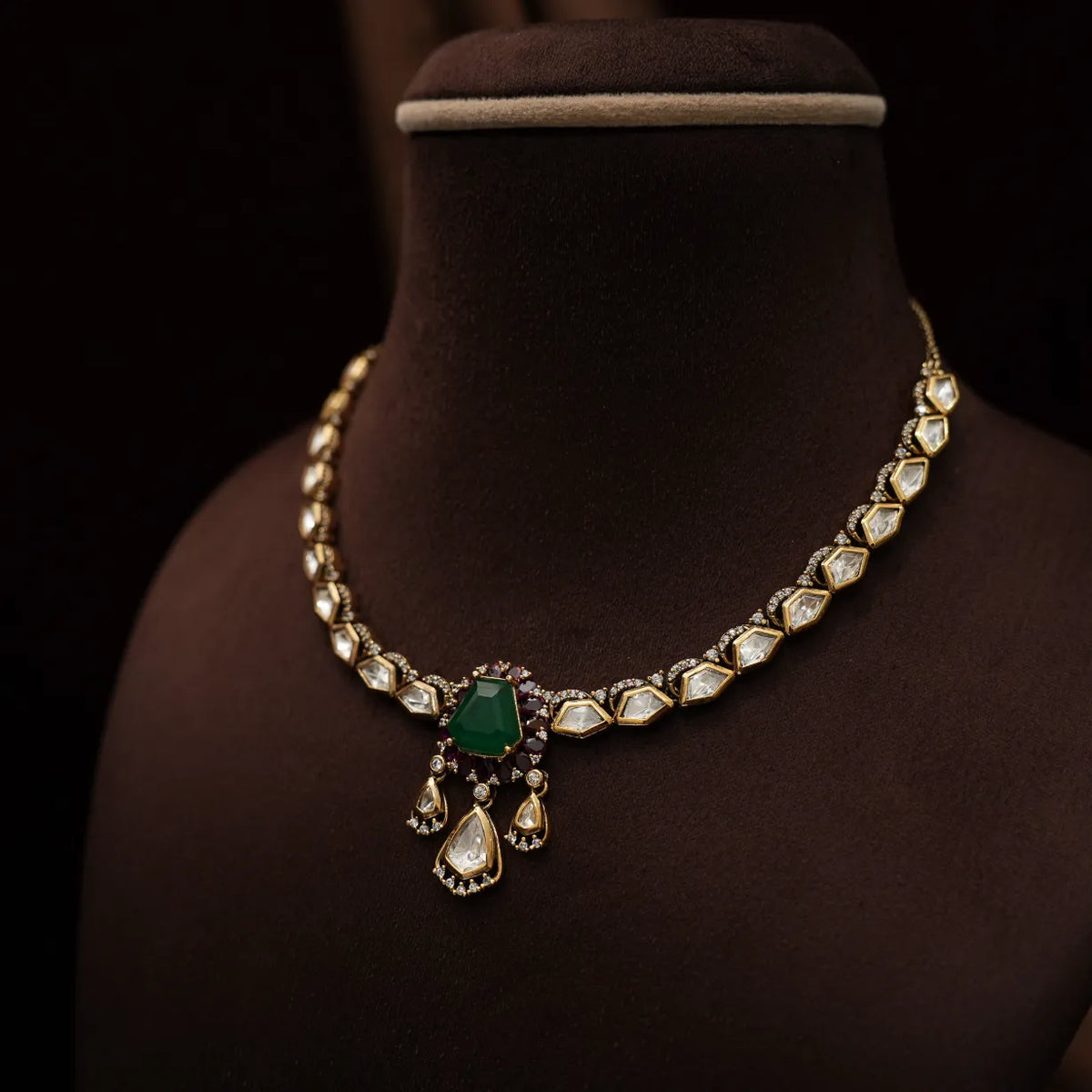 Tamia Victorian Kundan Necklace - Ruby